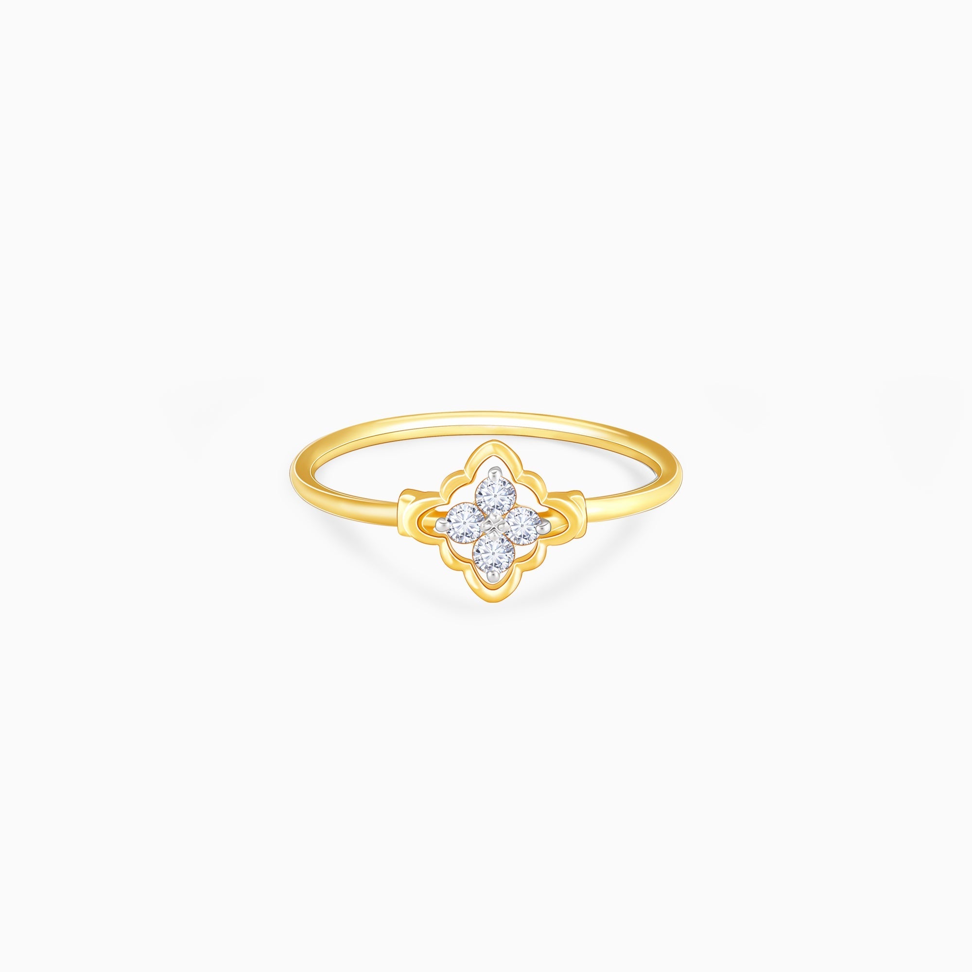 GIVA Jewellery Gold Intricate Flower Diamond Ring