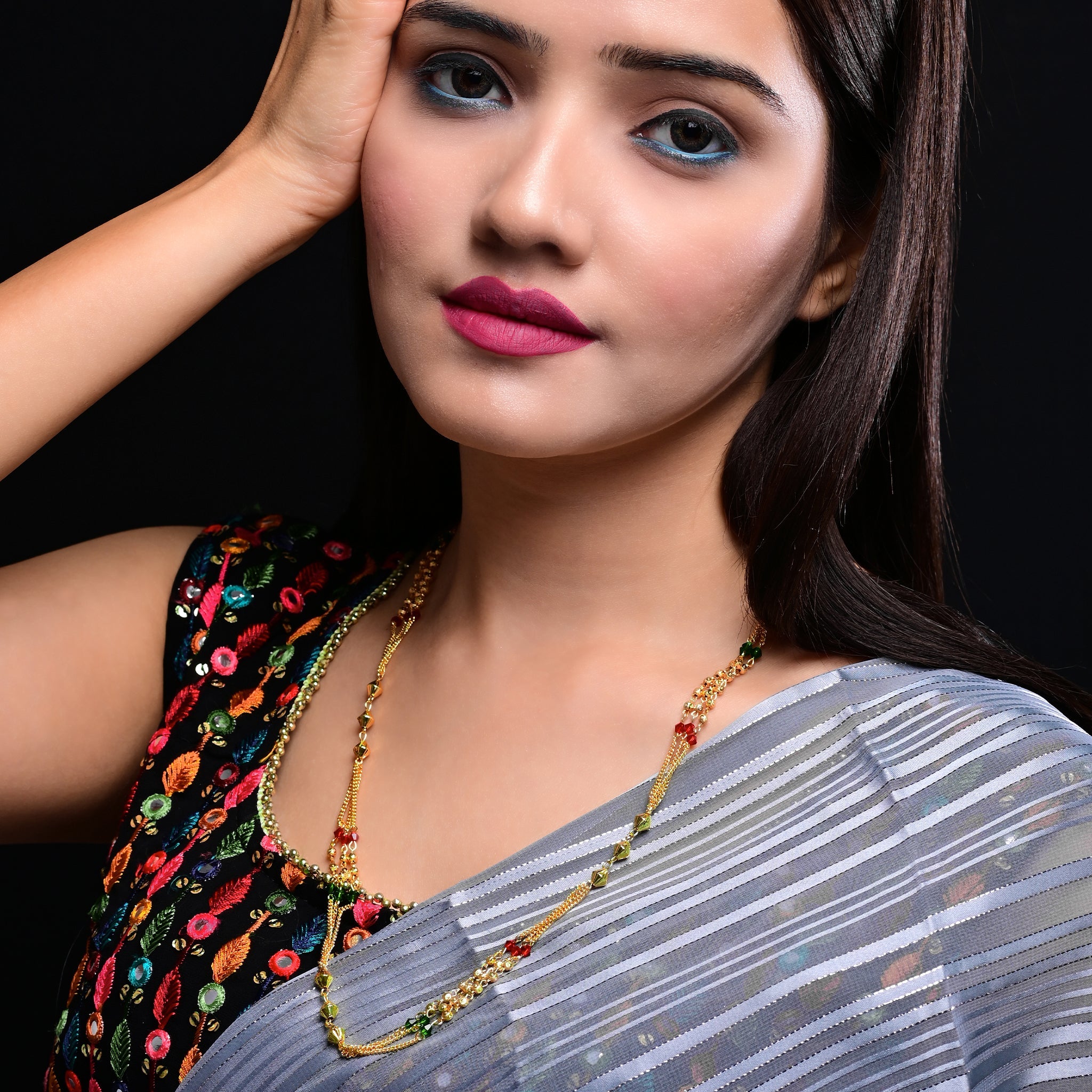 Branta Traditional Layered Long Mala Necklace For Women - view 3