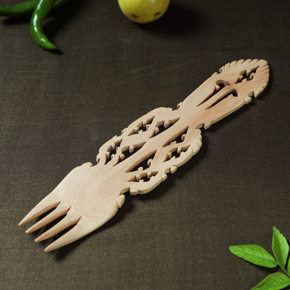 ITOKRI CRAFTS INITIATIVE Beige - Udayagiri Wooden Serving Kajur Fork 15