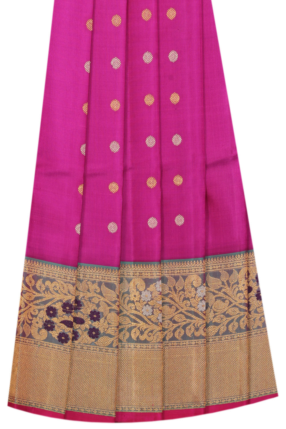 Kalanjali Gadwal Pavada Pink Unstitched Set