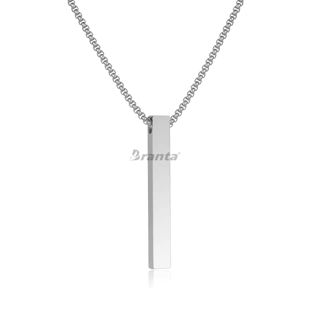 Branta Silver Bar Pendant Chain Necklace For Men