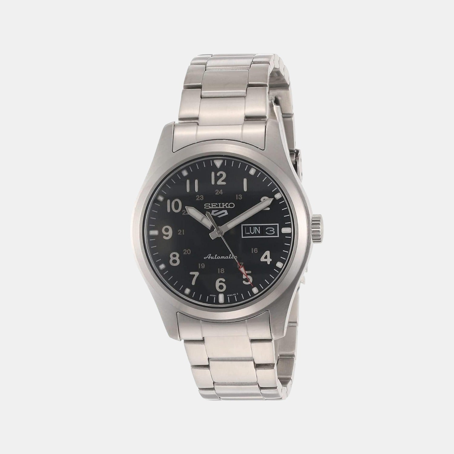 Seiko 5 Sports Men Automatic Black Dial Analog Stainless Steel Watch SRPG27K1