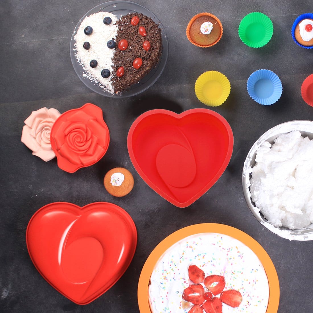 Wonderchef Pavoni Platinum Silicon Heart Shaped Cake Mould. - view 13