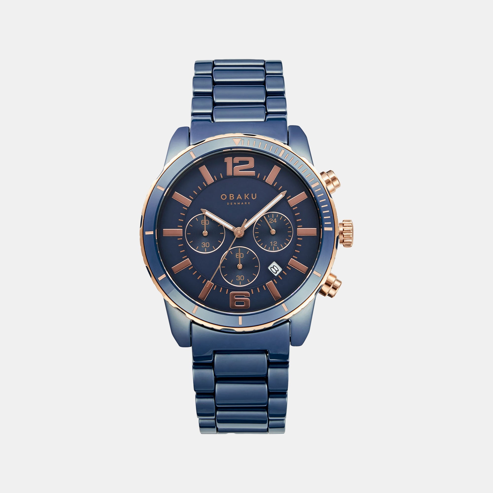 Obaku Falk Men Quartz Blue Dial Analog Ceramic Watch V278GCSLCL
