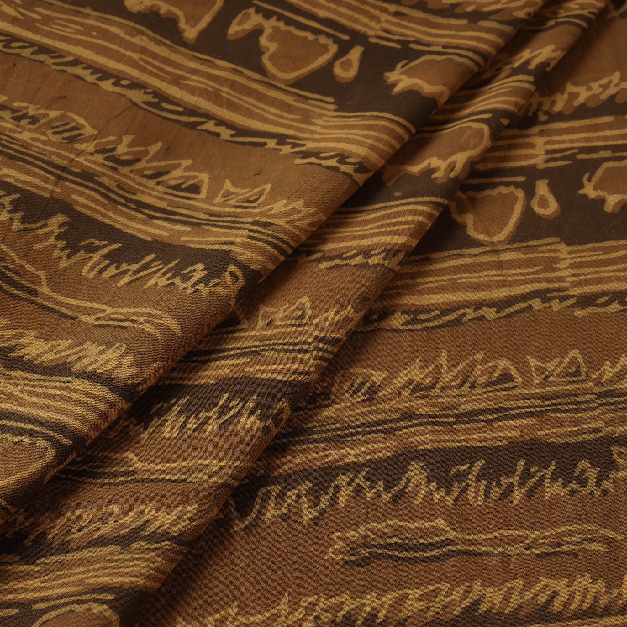 HAVELI CHRONICLES Brown - Hand Block Printed Cotton Akola Fabric - view 2