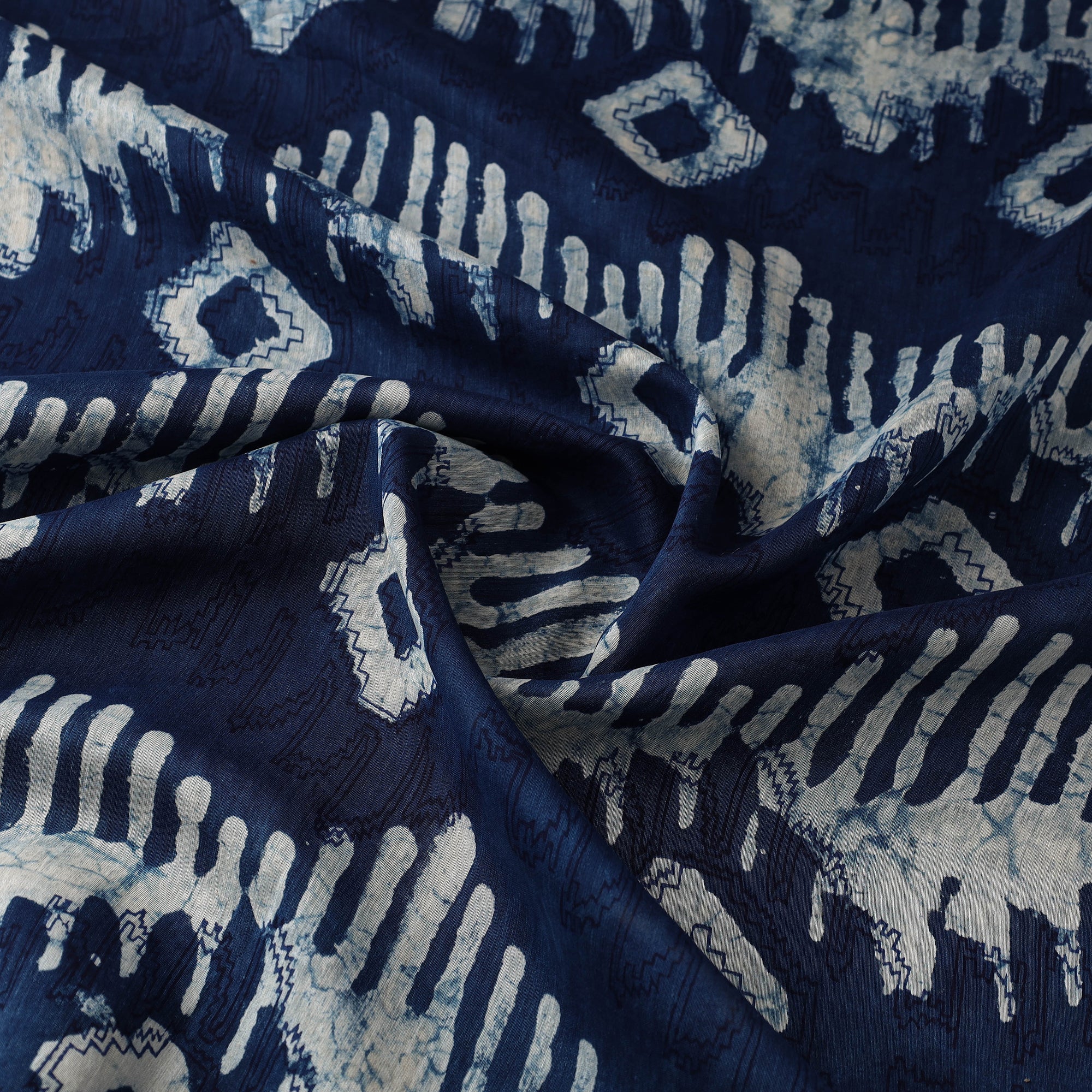 HAVELI CHRONICLES Blue - Hand Block Print Chanderi Silk Bagru Fabric 16 - view 3