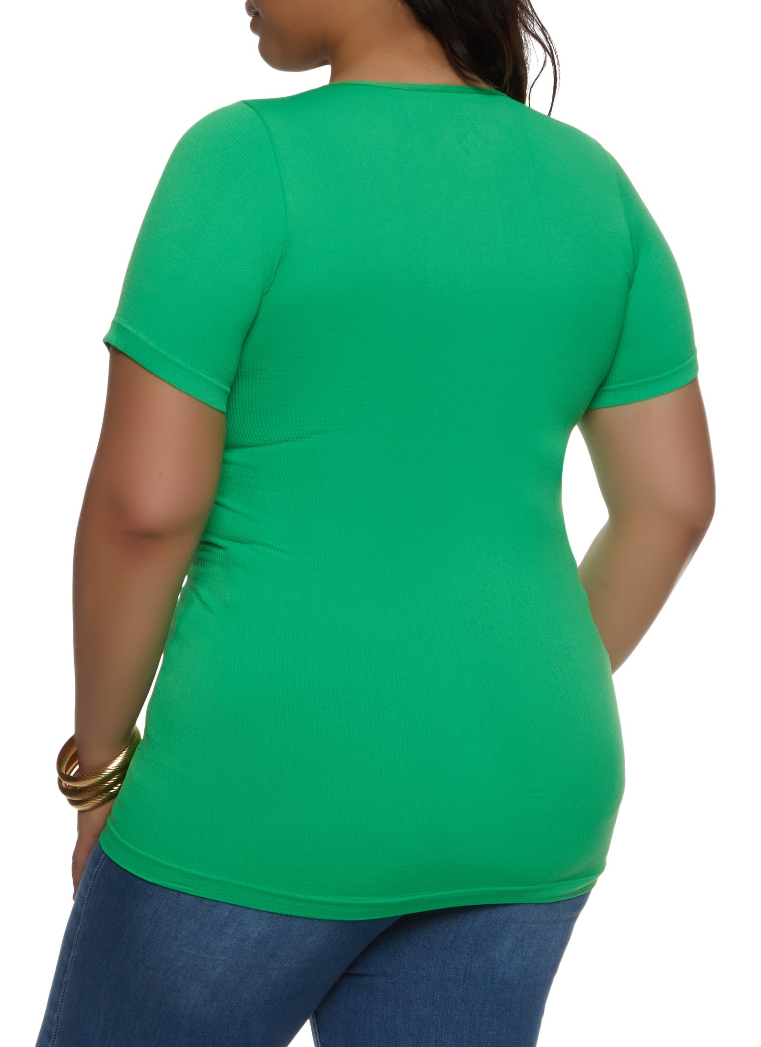 Rainbow Shops Plus Size Seamless Short Sleeve Crew Neck Tee - view 2