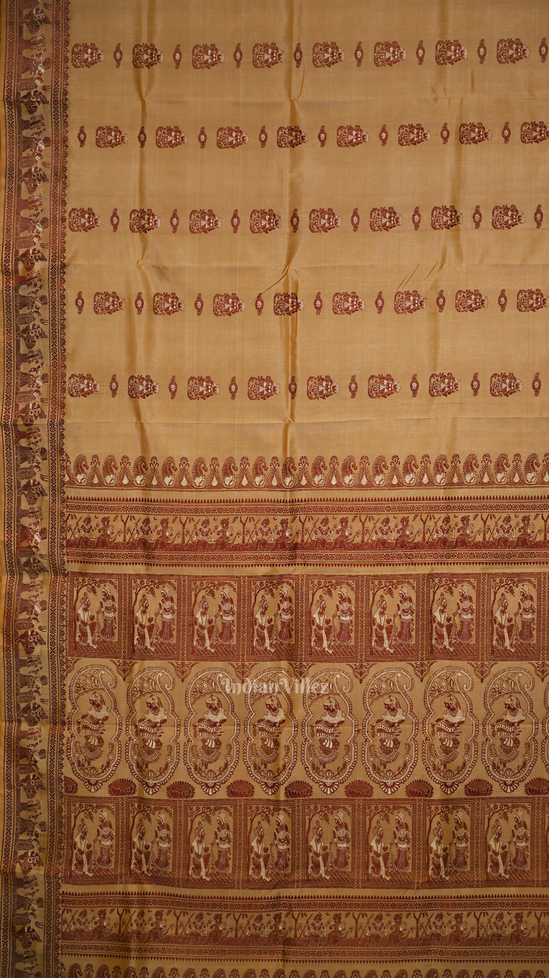 IndianVillèz Beige Handwoven Baluchari Silk Saree - view 2