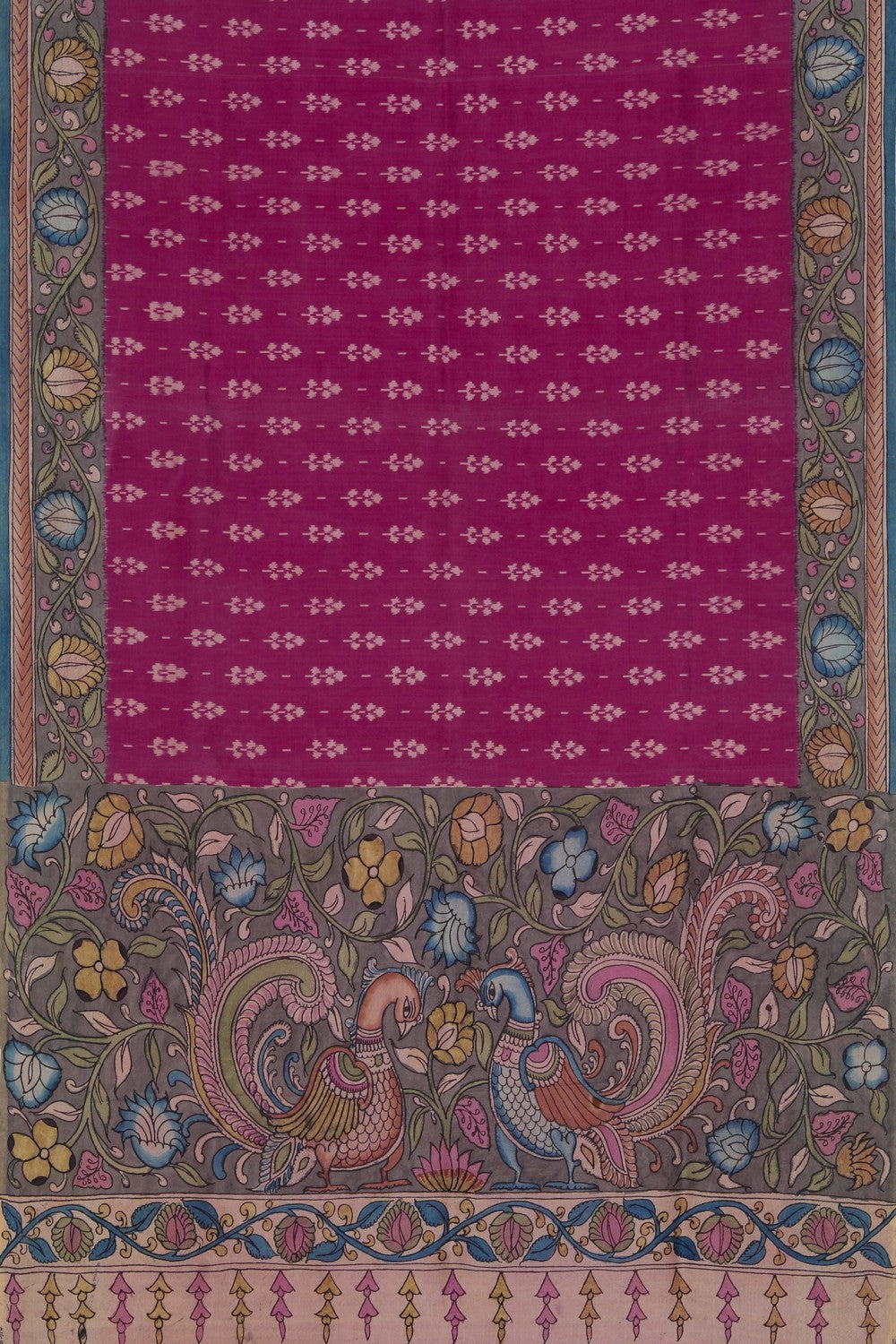 Kalanjali Kalamkari Painted Magenta Saree – Women's - view 3