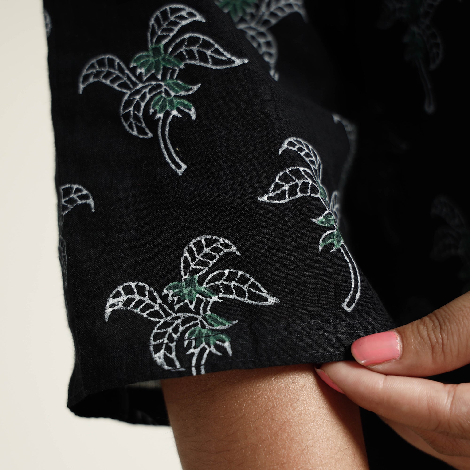 ITOKRI CASUALS Black - Block Print Handwoven Cotton A-Line Mangalagiri Kurta 15 - view 6