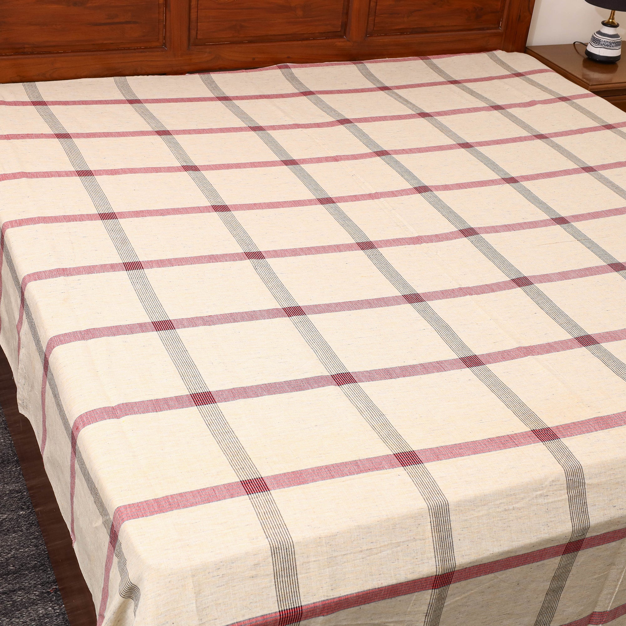 GWALIOR HANDLOOMS Beige - Plain Cotton Double Handloom Bed Cover (98 x 90 in) 20 - view 2