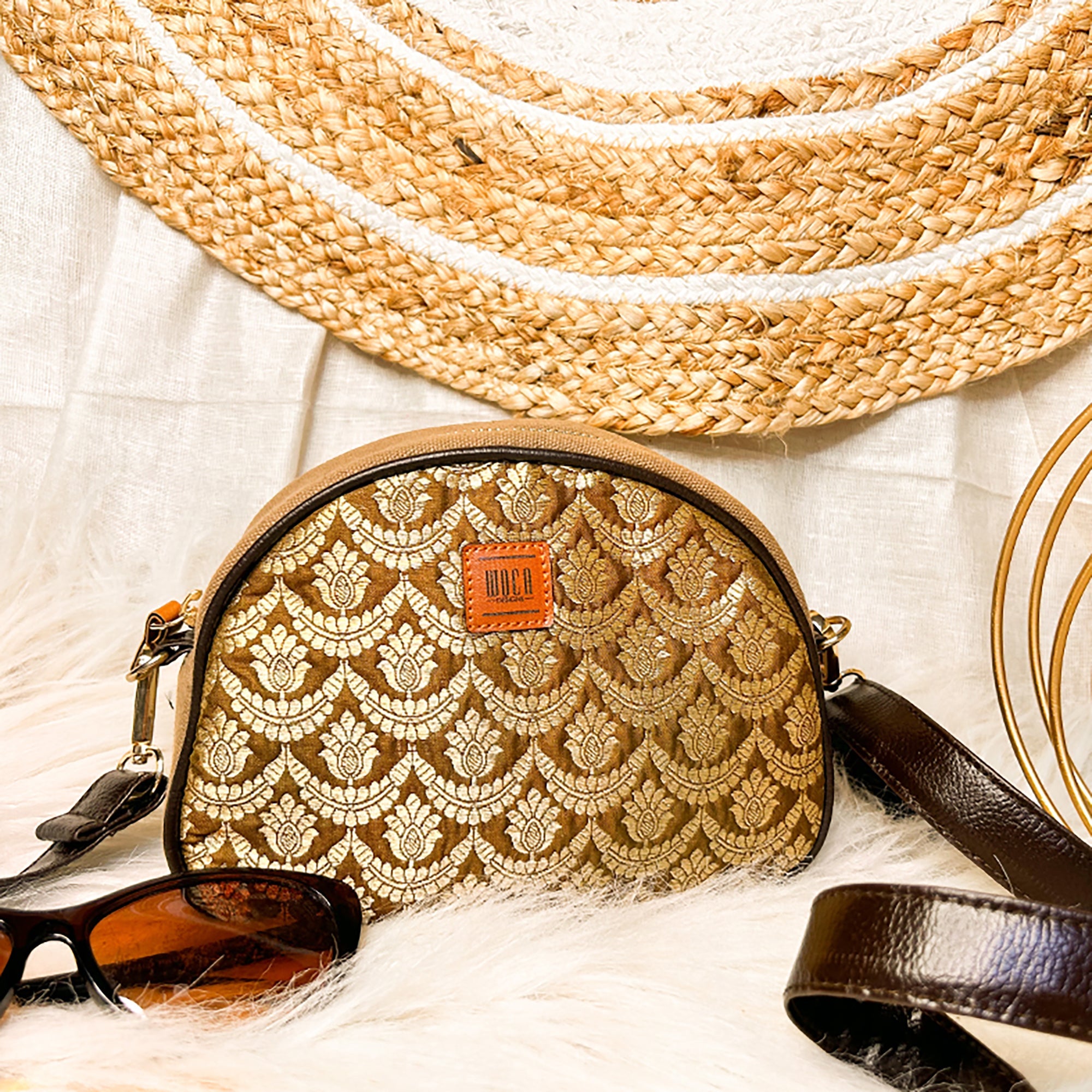 WOCA DESIGNS Brown - Kahani Banarasi Silk Sling Bag - view 2