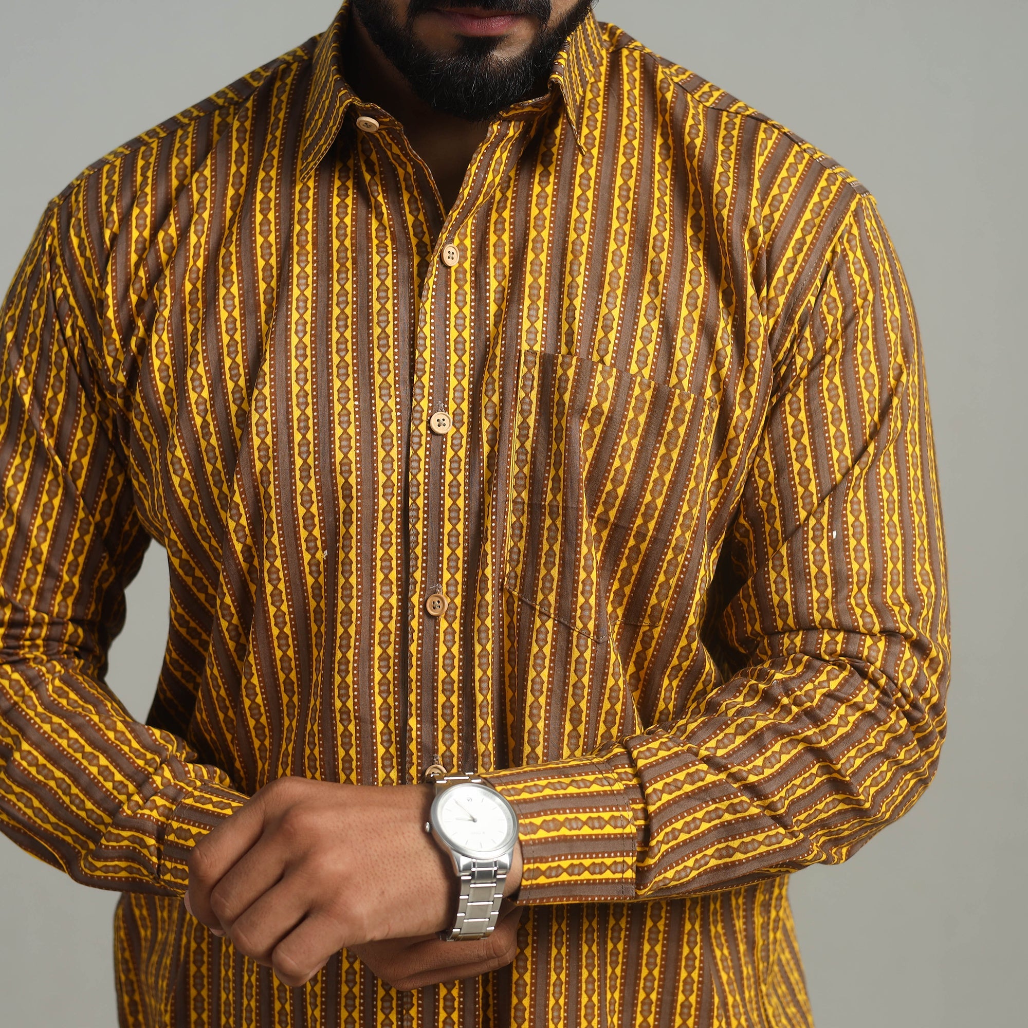 ITOKRI CASUALS Brown - Full Sleeve Cotton Men Jaipur Print Shirt 01 - view 6