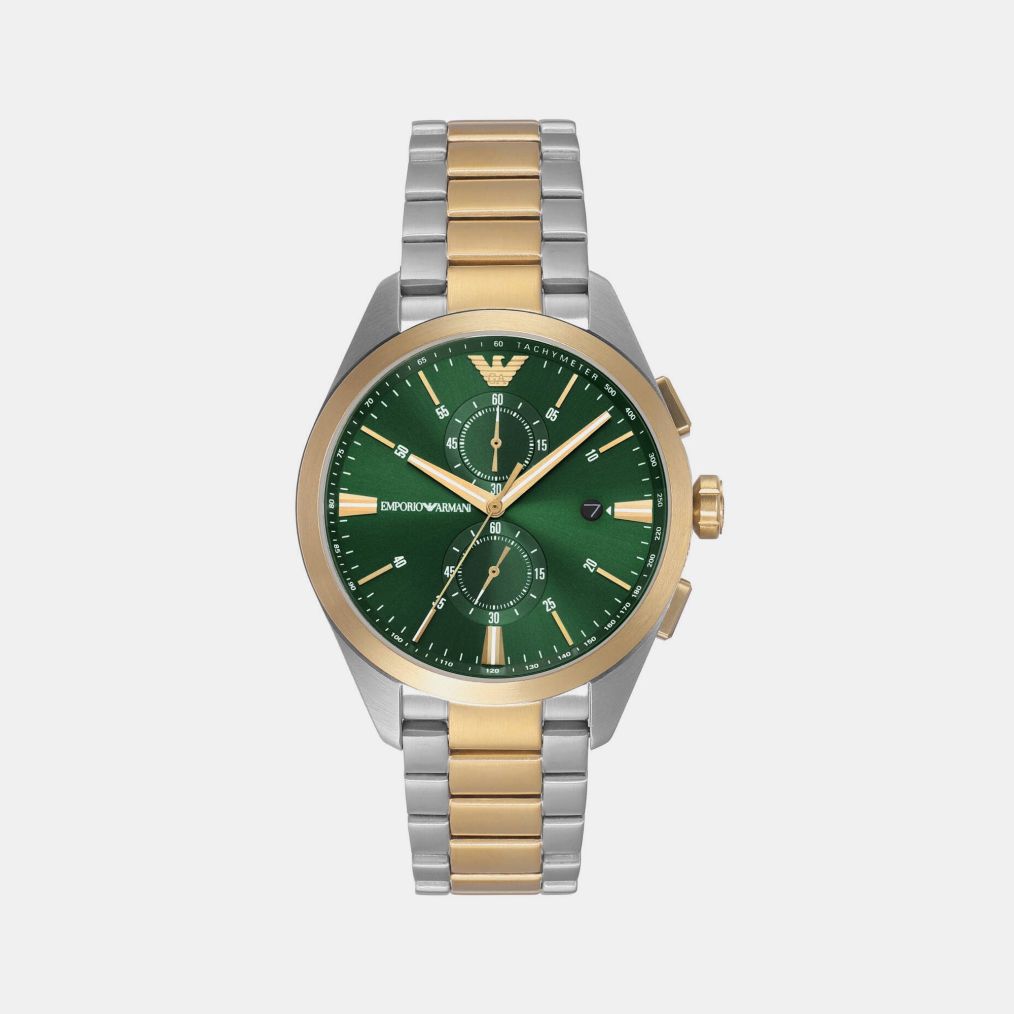 Emporio Armani Claudio Men Quartz Green Dial Chronograph Stainless Steel Watch AR11511