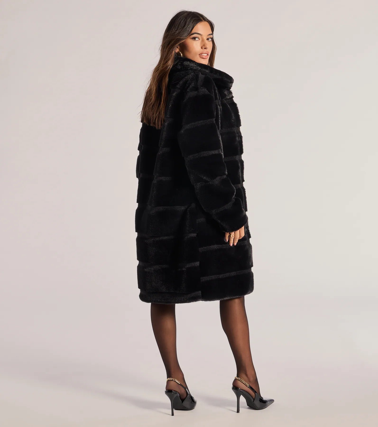 Windsor Timeless Glam Faux Fur Trench Coat - view 6