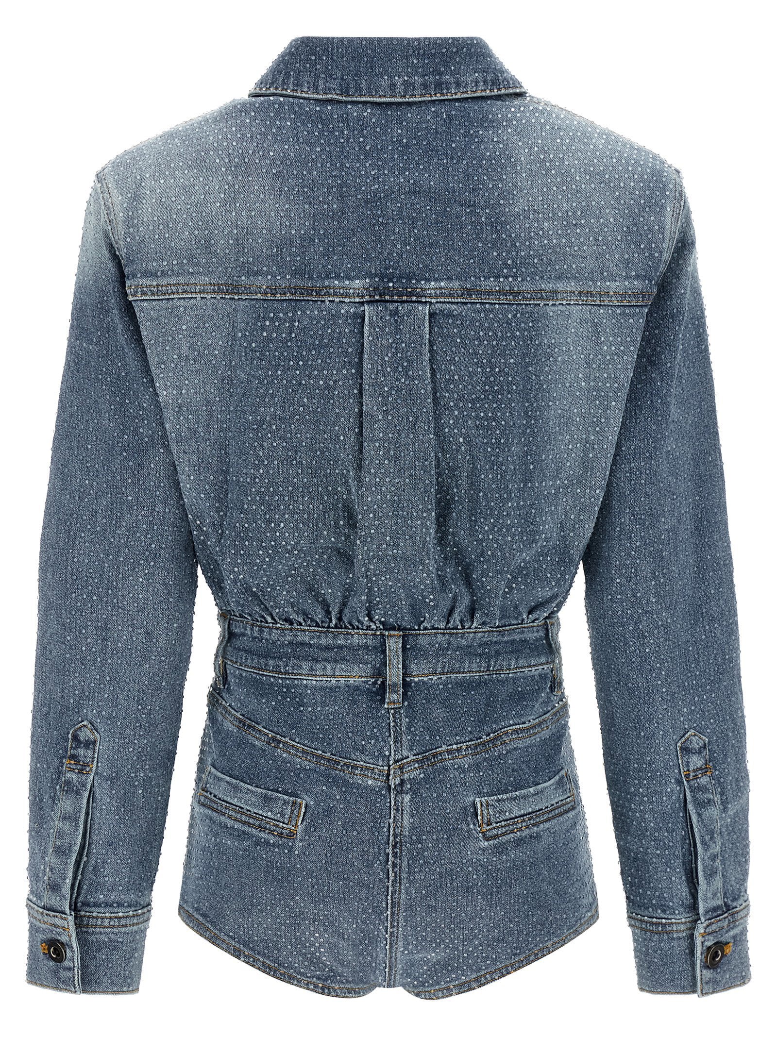 Self-Portrait Rhinestone Denim Jumpsuit – 99% cotton, 1% spandex - view 2