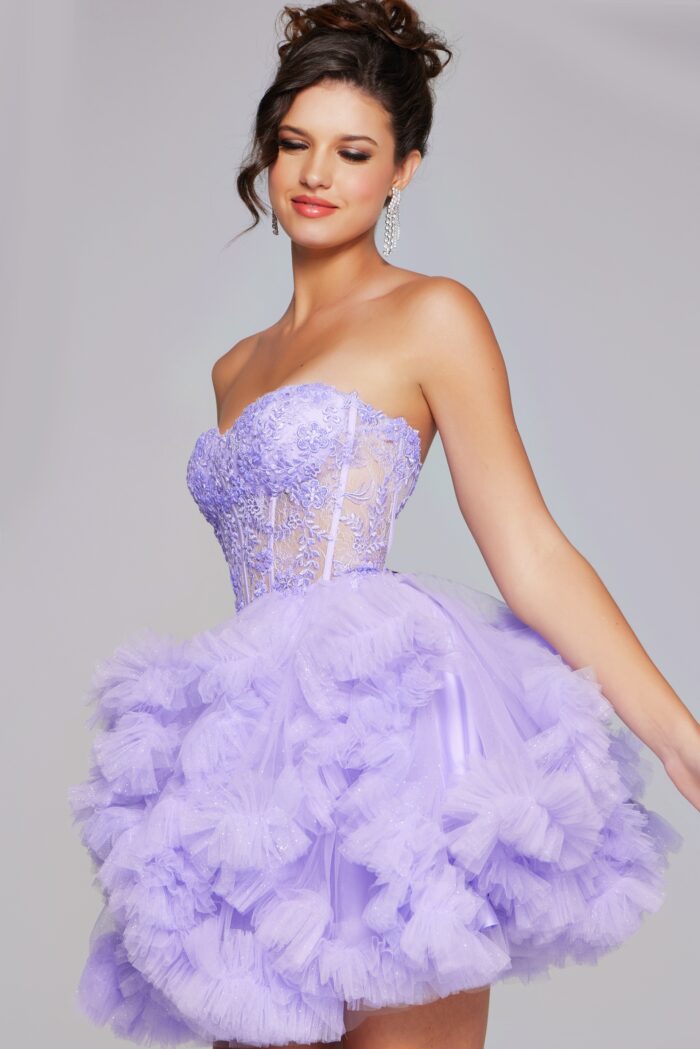 Jovani 40628 A Line Short Ruffle Homecoming Cocktail Dress - view 3