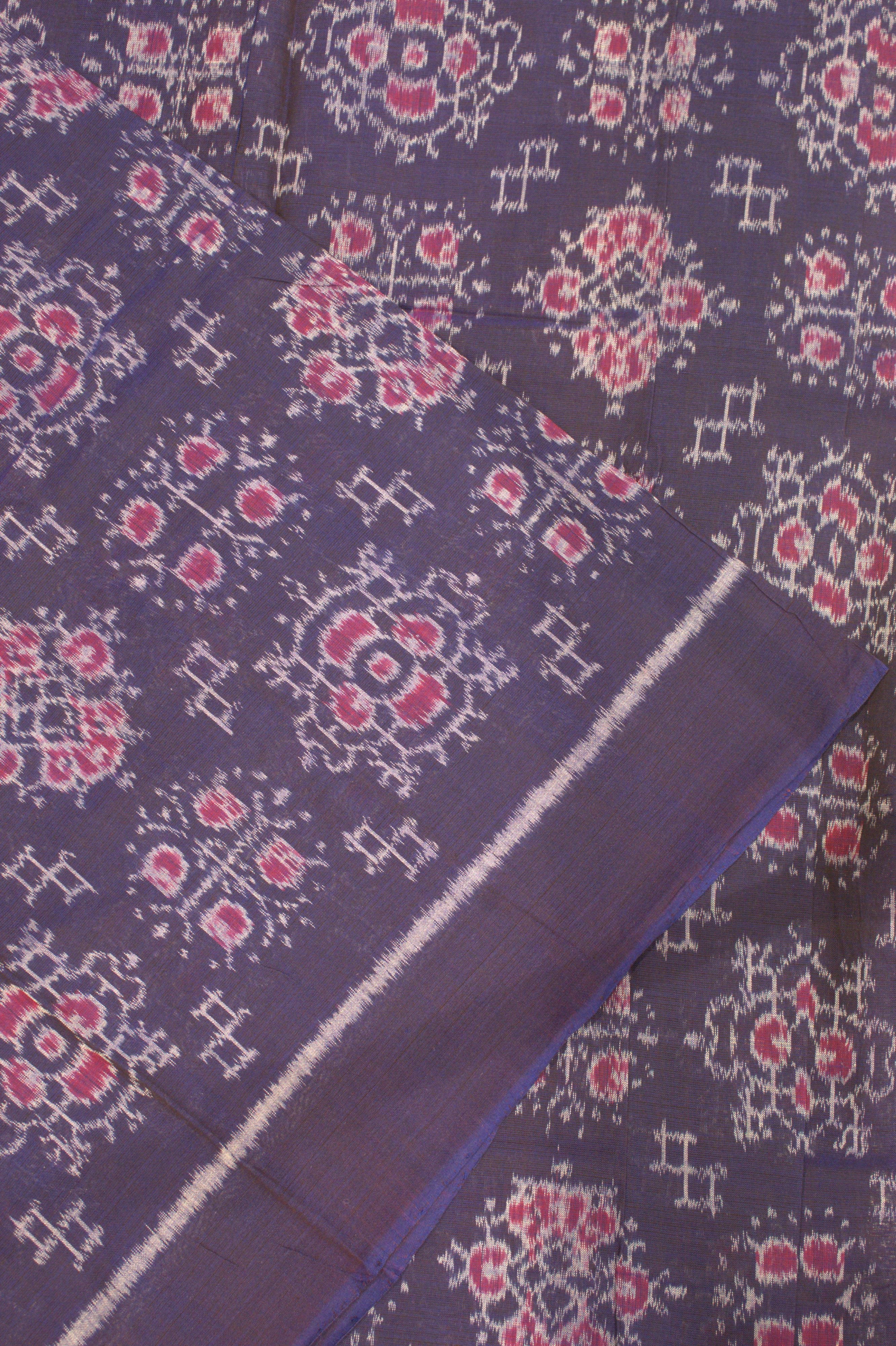 IndianVillèz Black Tribal Jhoti Design Sambalpuri Ikat Cotton Fabric - view 2