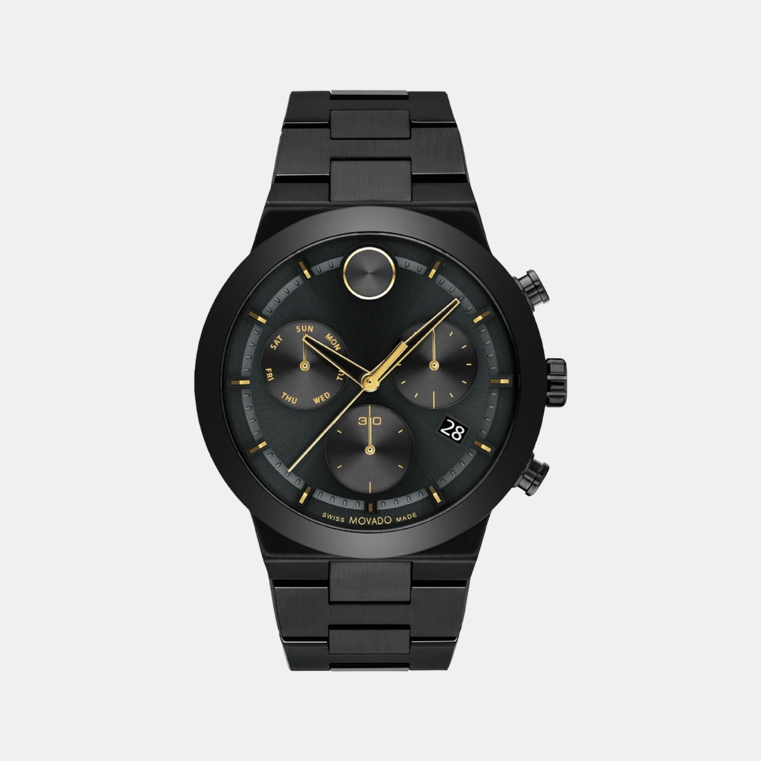 Movado Bold Fusion Men Quartz Black Dial Chronograph Stainless Steel Watch 3600857