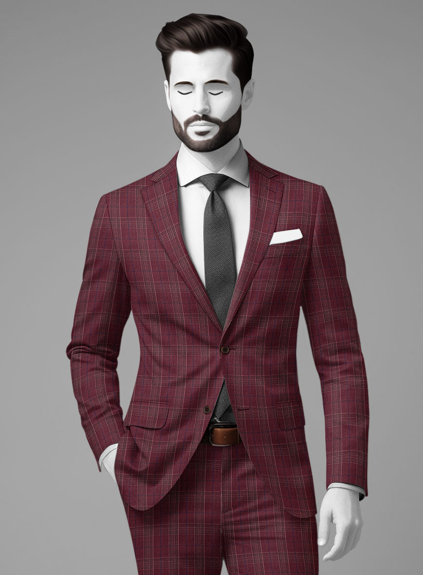 StudioSuits Napolean Xina Tartan Maroon Wool Jacket - view 2