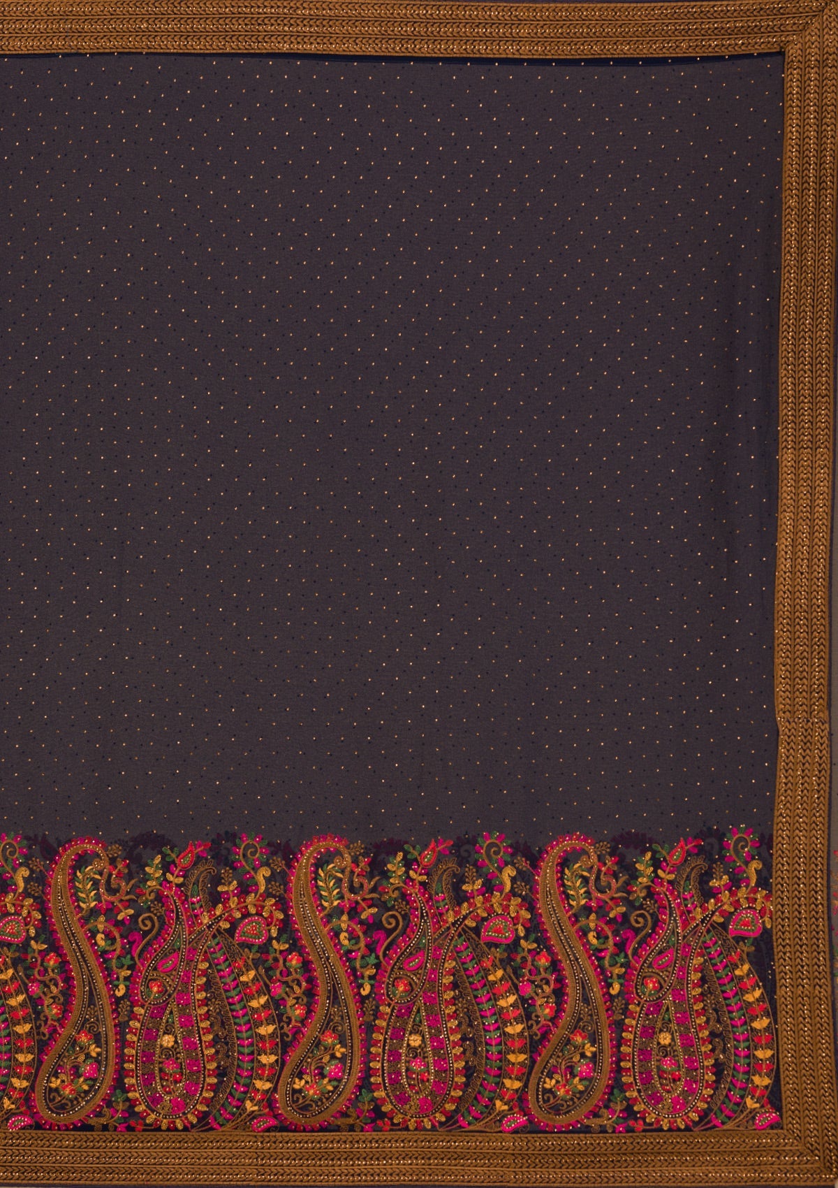 Koskii Navy Blue Threadwork Georgette Saree – Women's - view 8