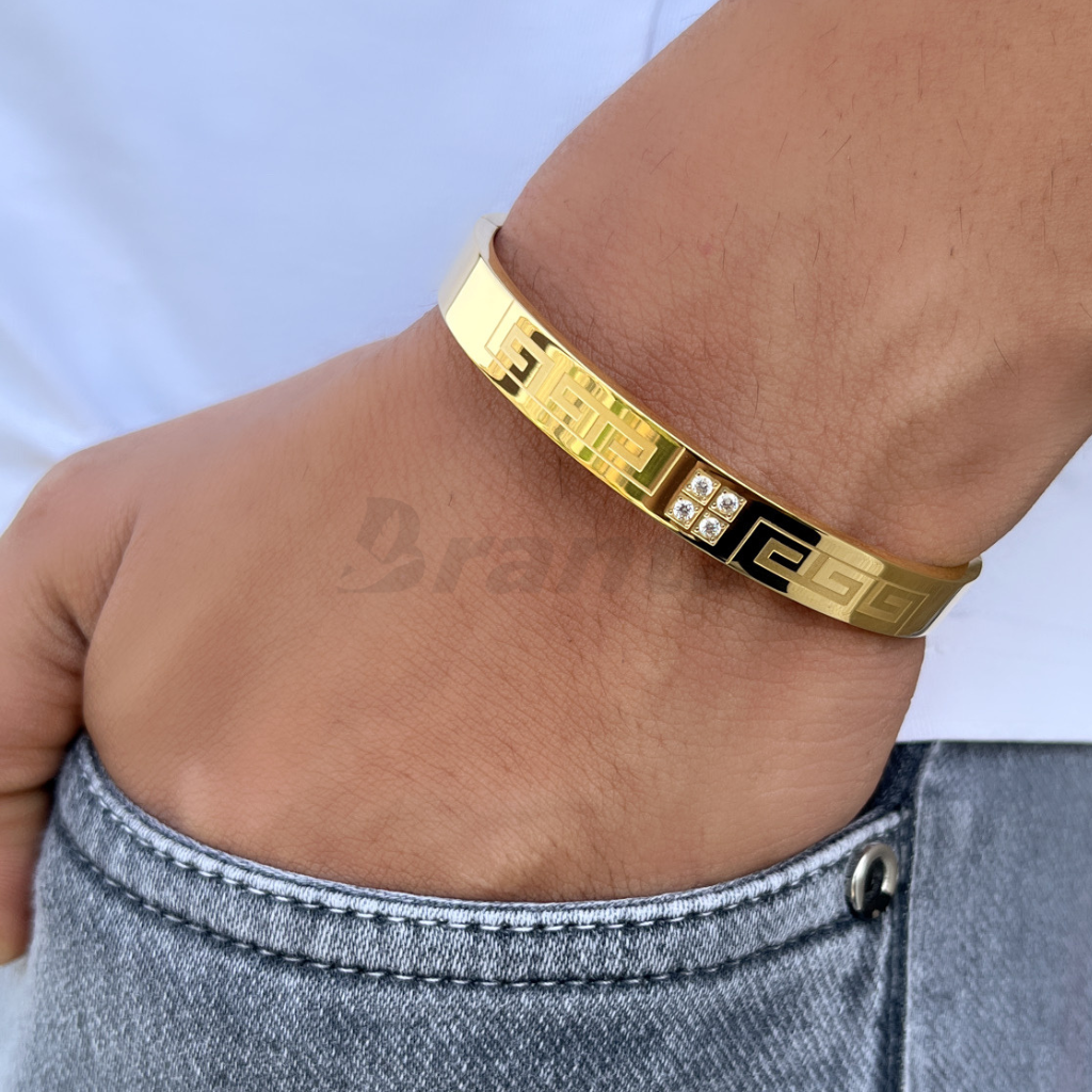 Branta Elegant Wall Gold Diamond Men's Bracelet - view 2