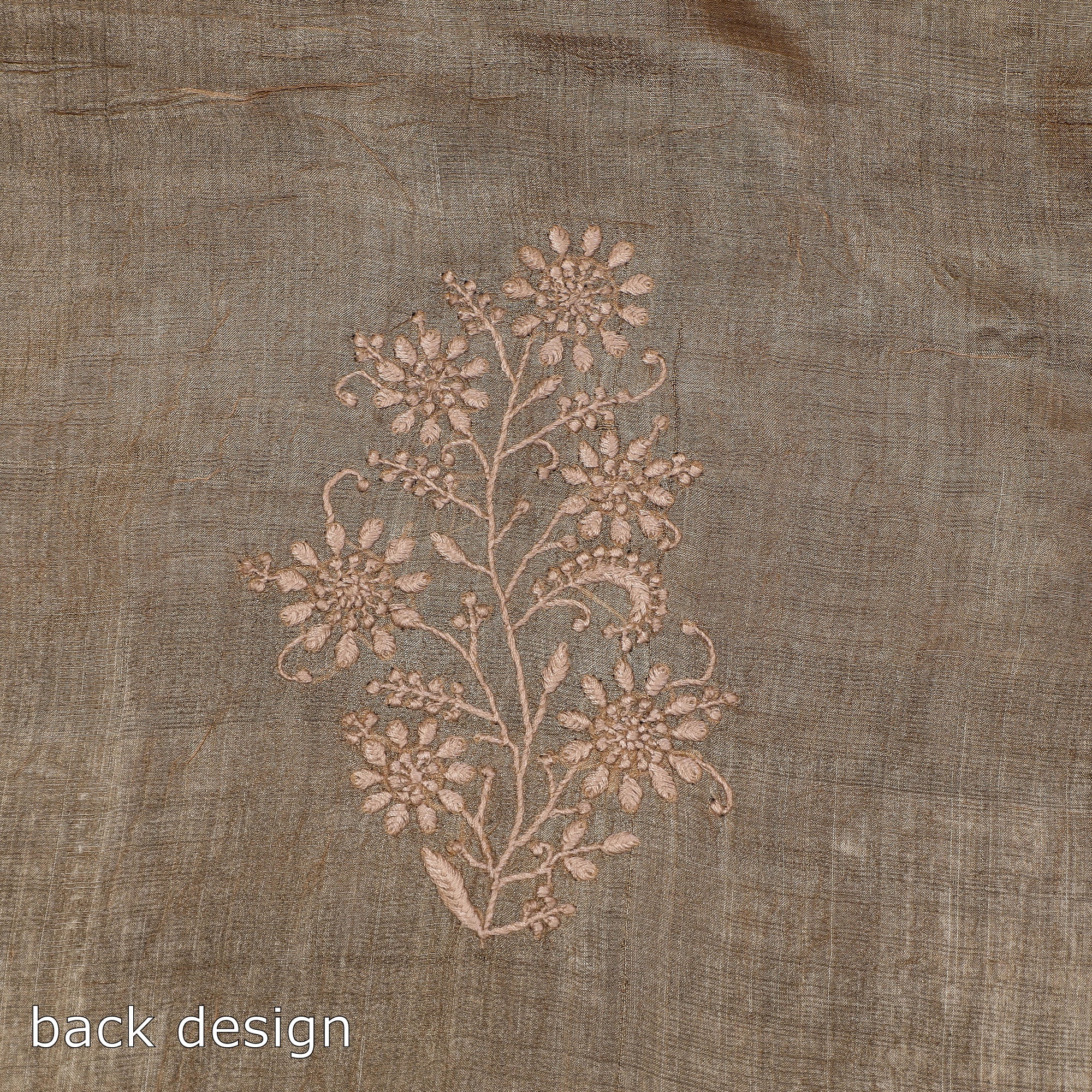 ITOKRI CRAFTS INITIATIVE Brown - Lucknow Chikankari Mukaish Hand Embroidery Tussar Silk Handloom Kurta Material - 2.8 Meter - view 3