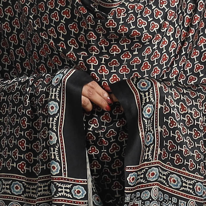 KACHCHH JI CHHAAP Black - Modal Silk Block Print Ajrakh Dupatta 91 - view 4