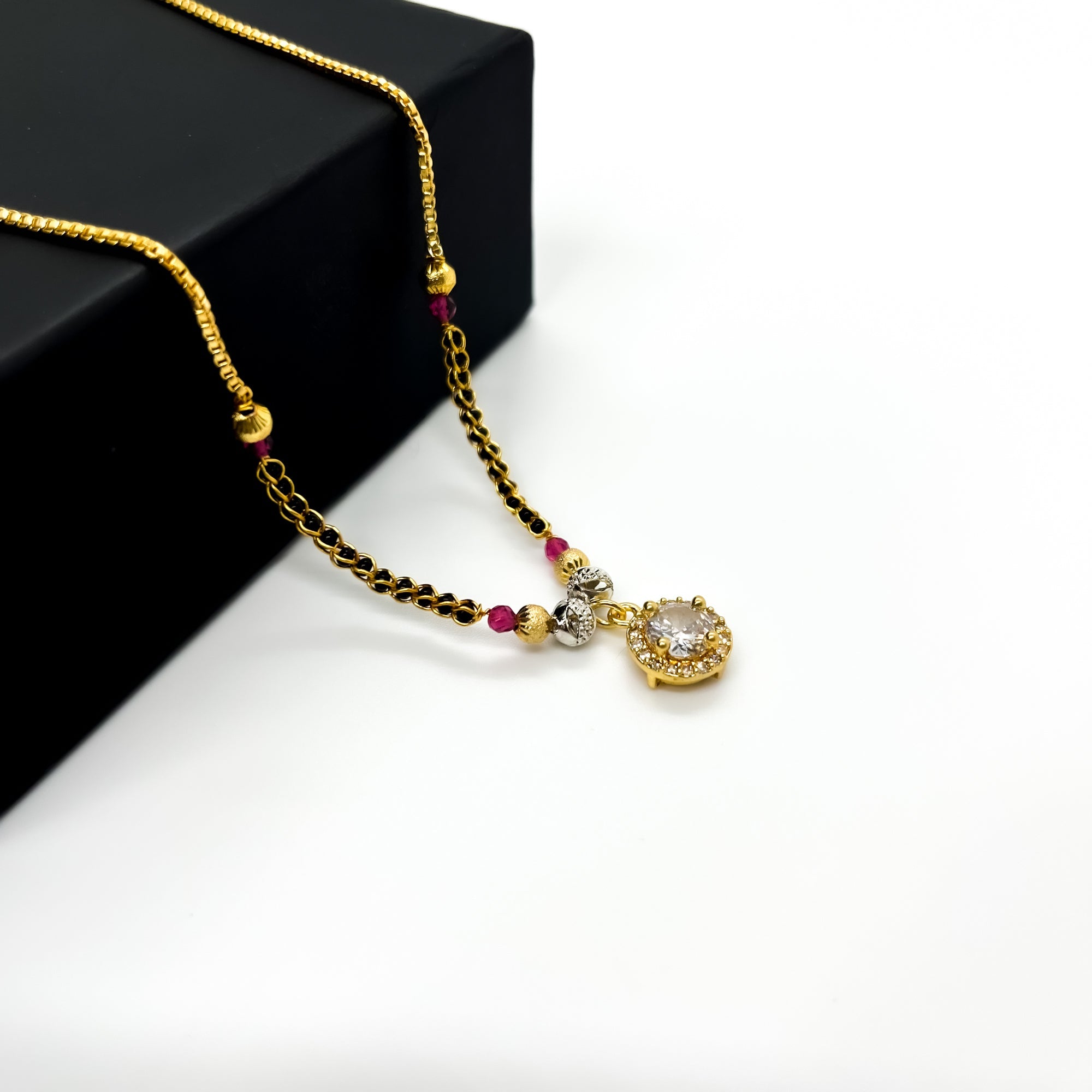 Branta Round Diamond Pendant Mangalsutra For Women - view 2