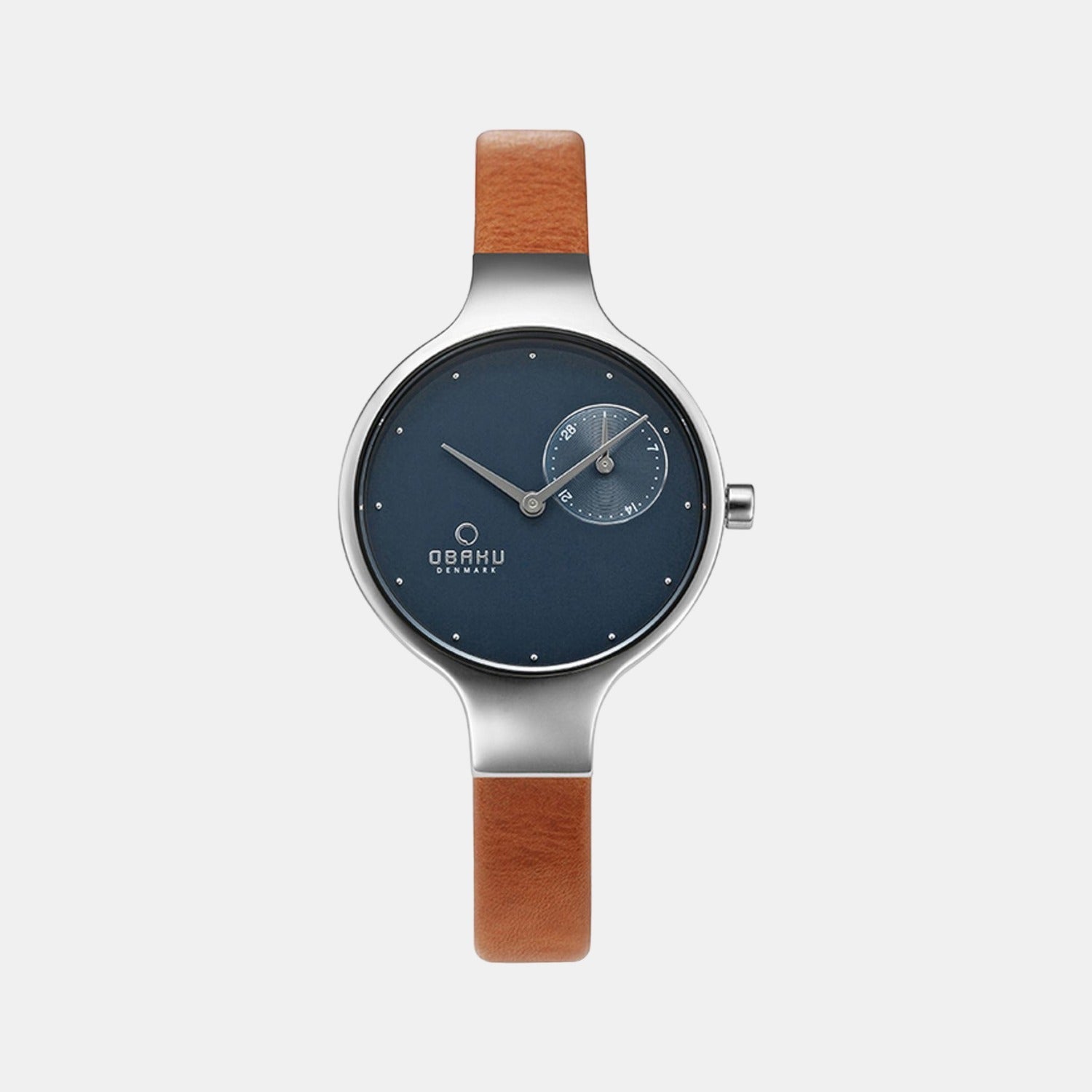 Obaku Eng Syrup Women Quartz Blue Dial Analog Leather Watch V201LDCLRZ