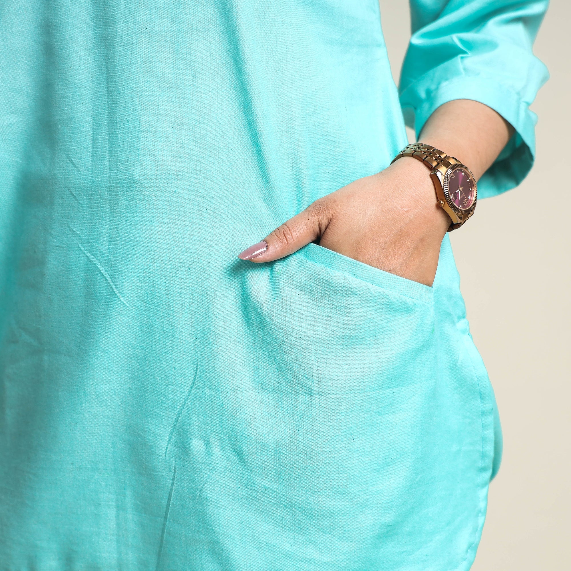 ITOKRI CASUALS Aqua Blue - Plain Linen Cotton Co-Ord Set - view 4
