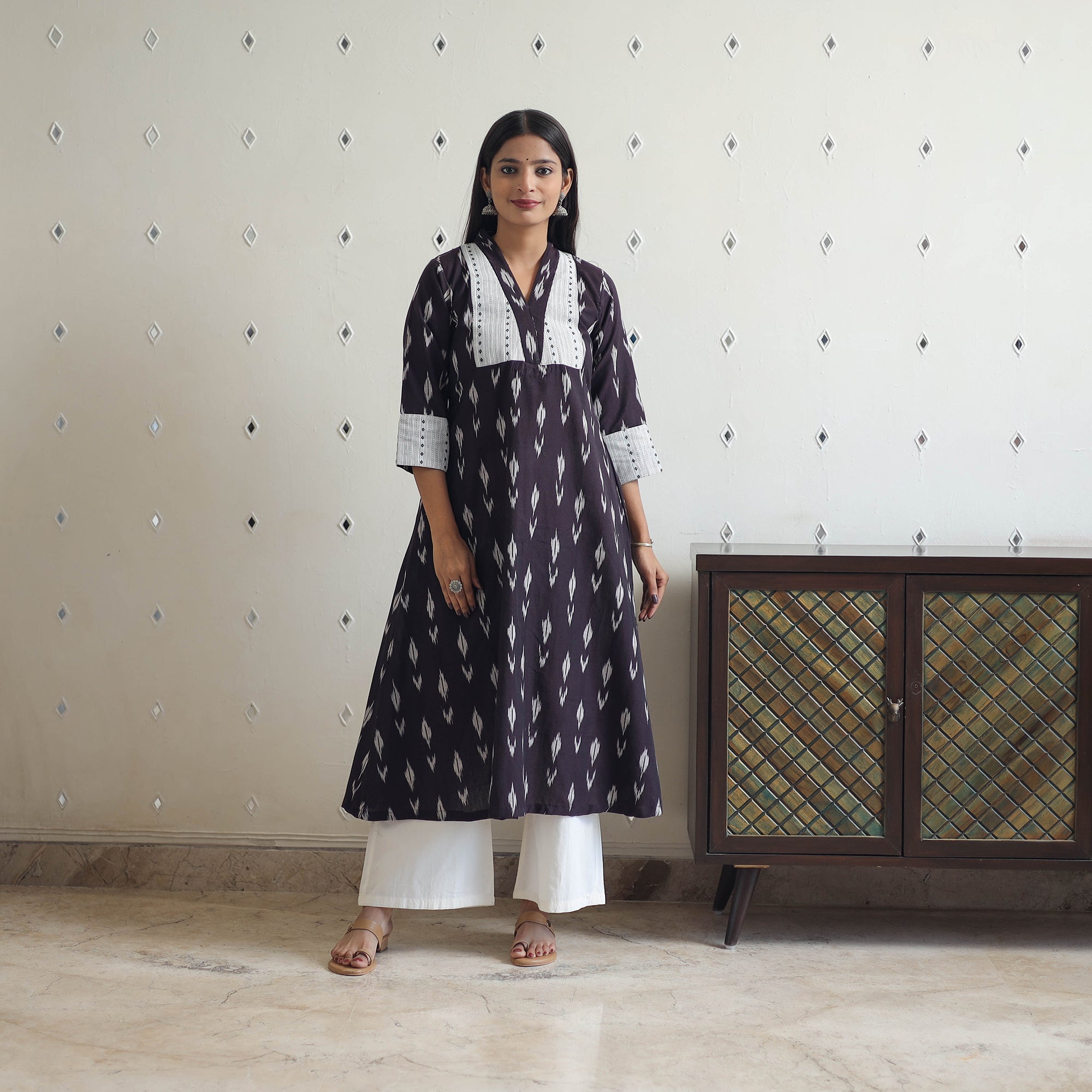 ITOKRI CASUALS Brown - Cotton Pochampally Ikat Kurta 09 - view 2