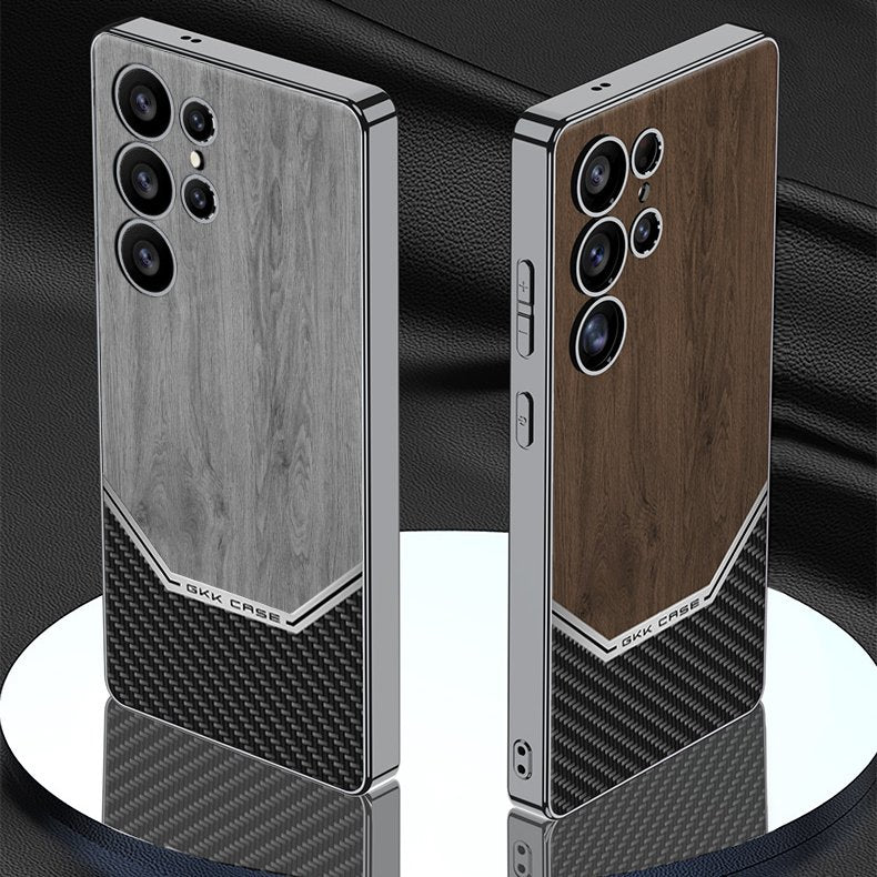 Million Cases Luxurious Leather Wood Grain Texture Case - Samsung