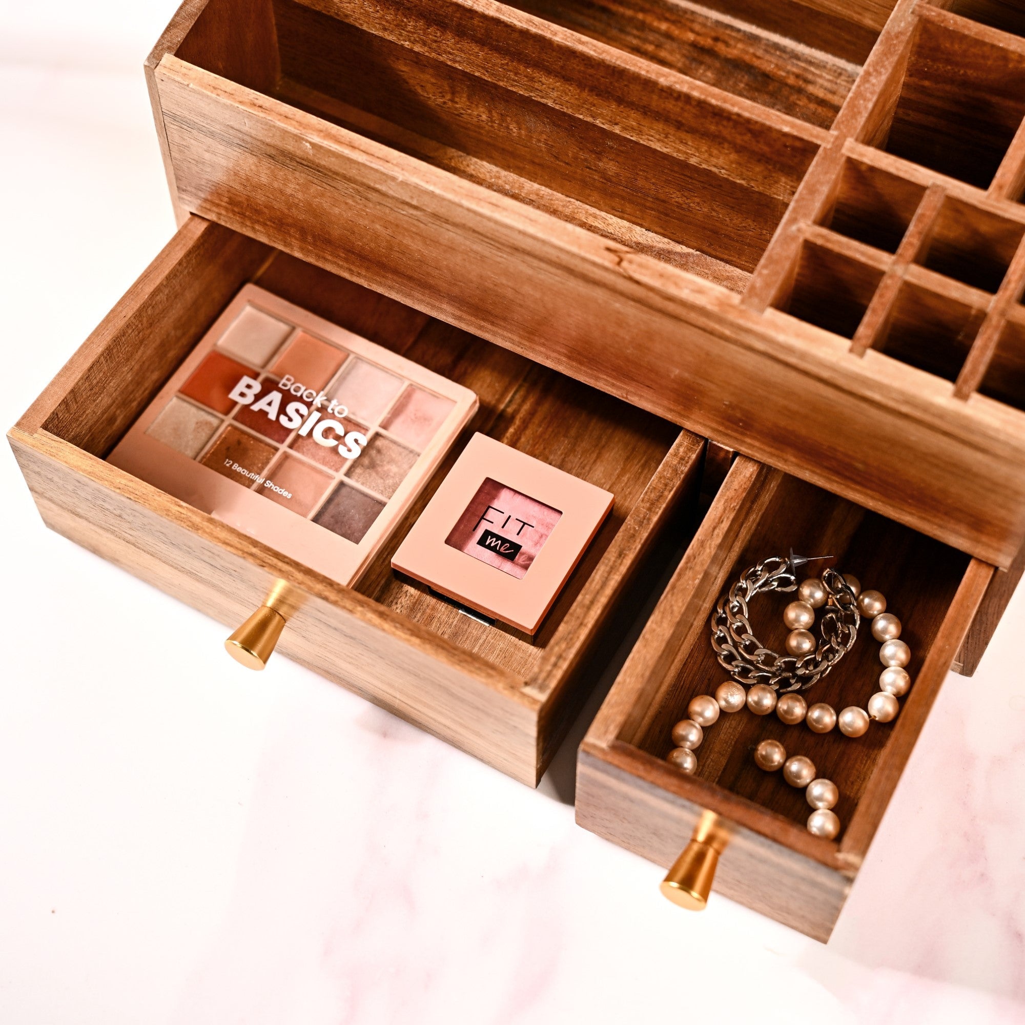 Nestasia Acacia Wood Makeup Organiser Box For Dressing Table - view 6