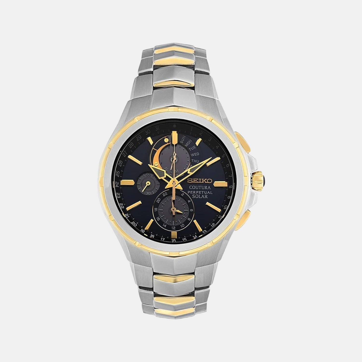 Seiko Coutura Men Quartz Black Dial Analog Stainless Steel Watch SSC798P1