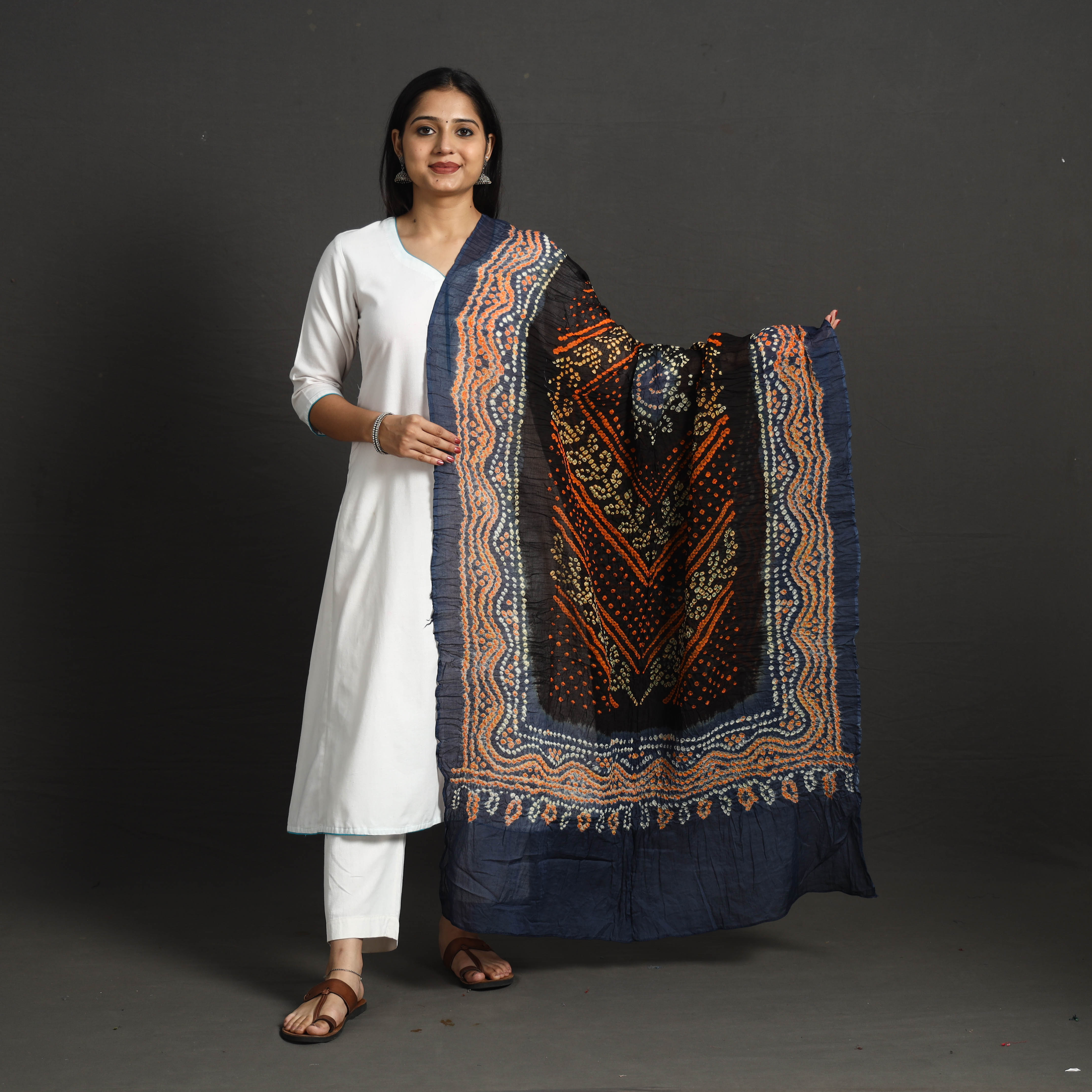 KACHCHH JI CHHAAP Kutch Tie-Dye Cotton Bandhani Dupatta 47