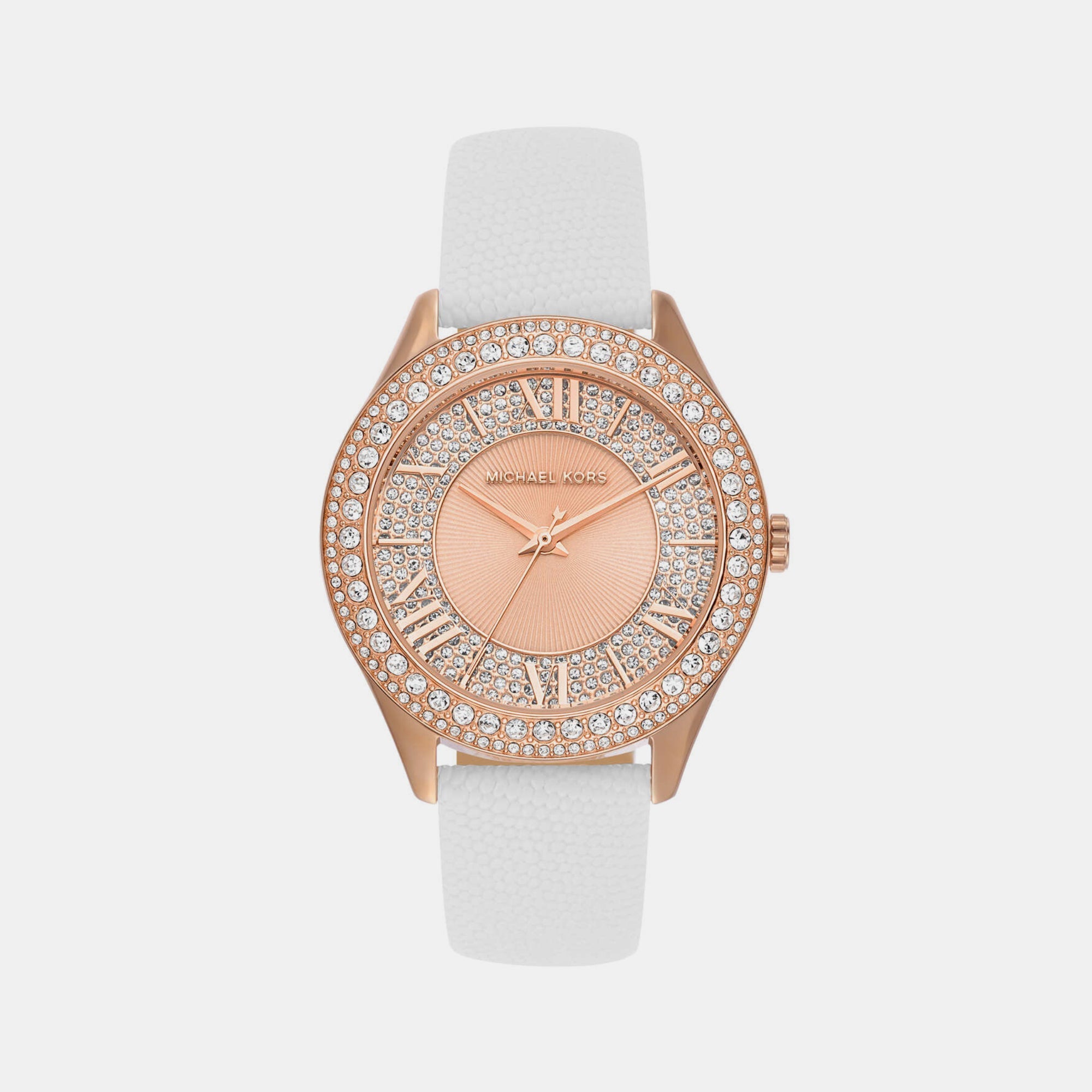 Michael Kors Harlowe Women Quartz Rose Gold Dial Analog Leather Watch MK2989