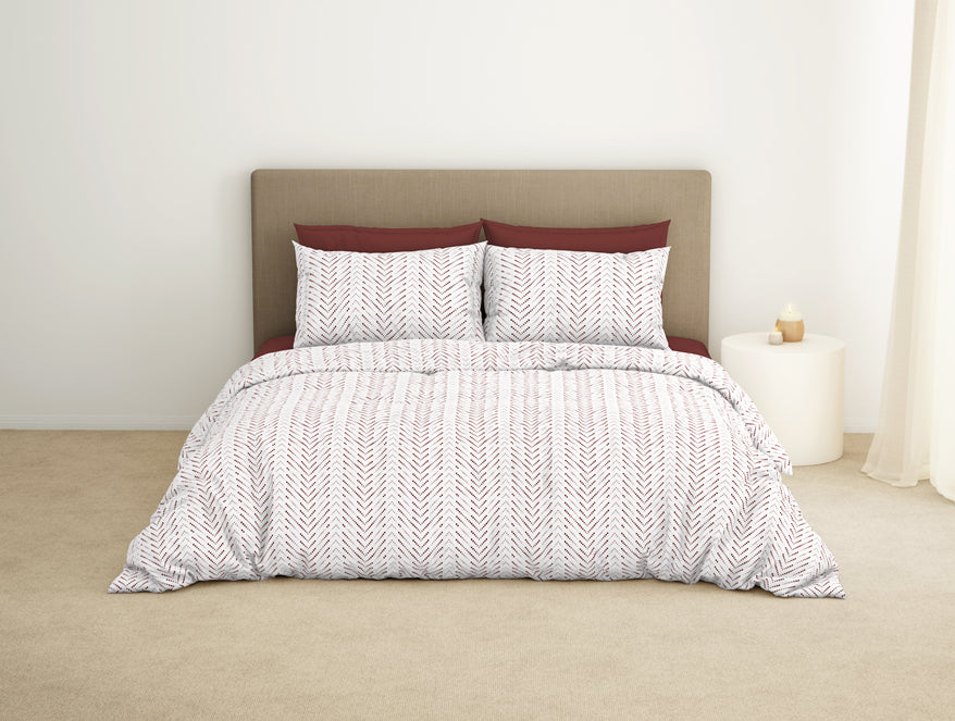 Spaces India Geometric Fired Brick - Dark Brown 100% Cotton King Size Bedsheet - Maya By Spaces