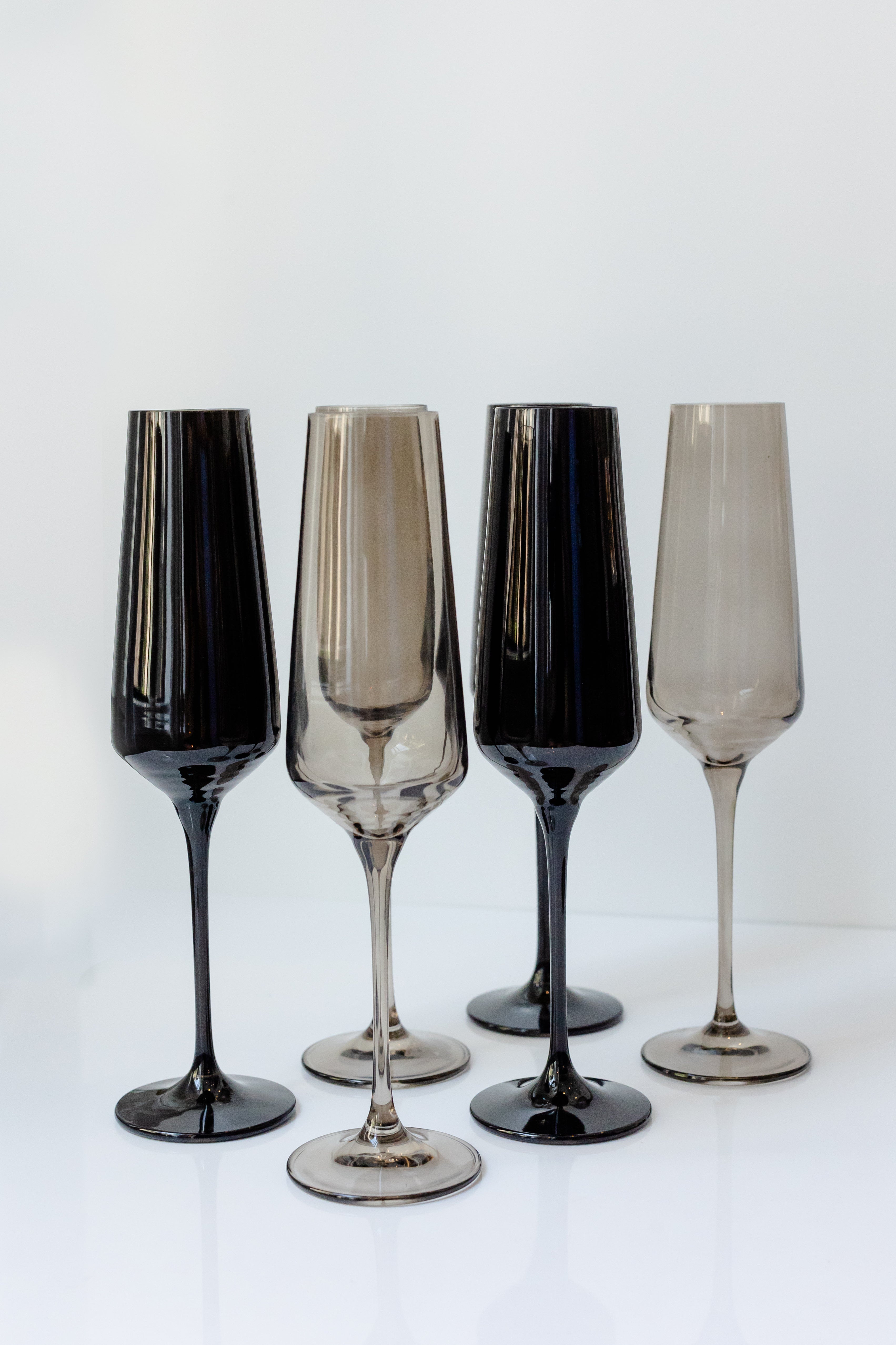 Estelle Colored Glass Estelle Colored Champagne Flute - Set of 6 {Smoke Mixed Set} - view 4