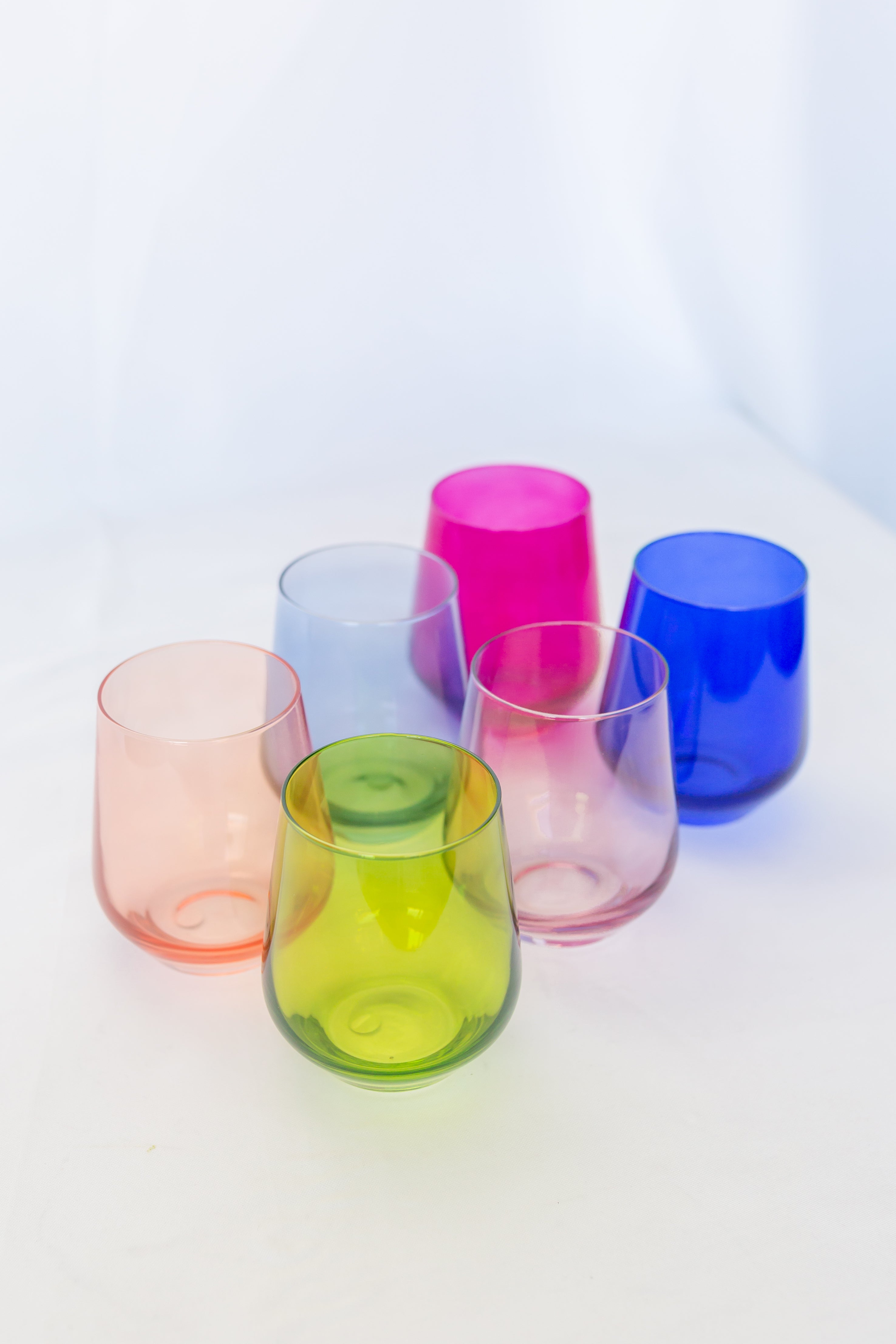 Estelle Colored Glass Estelle Colored Wine Stemless Set of 6 (Mixed Set)