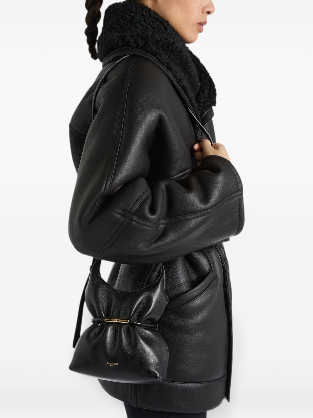 Balmain Draped Drawstring Bag – 100% Lamb Leather - view 7
