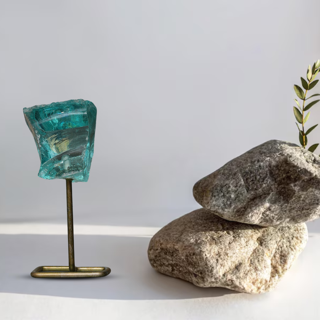 Gemsmantra Aqua Obsidian Raw Stone Stand - view 2