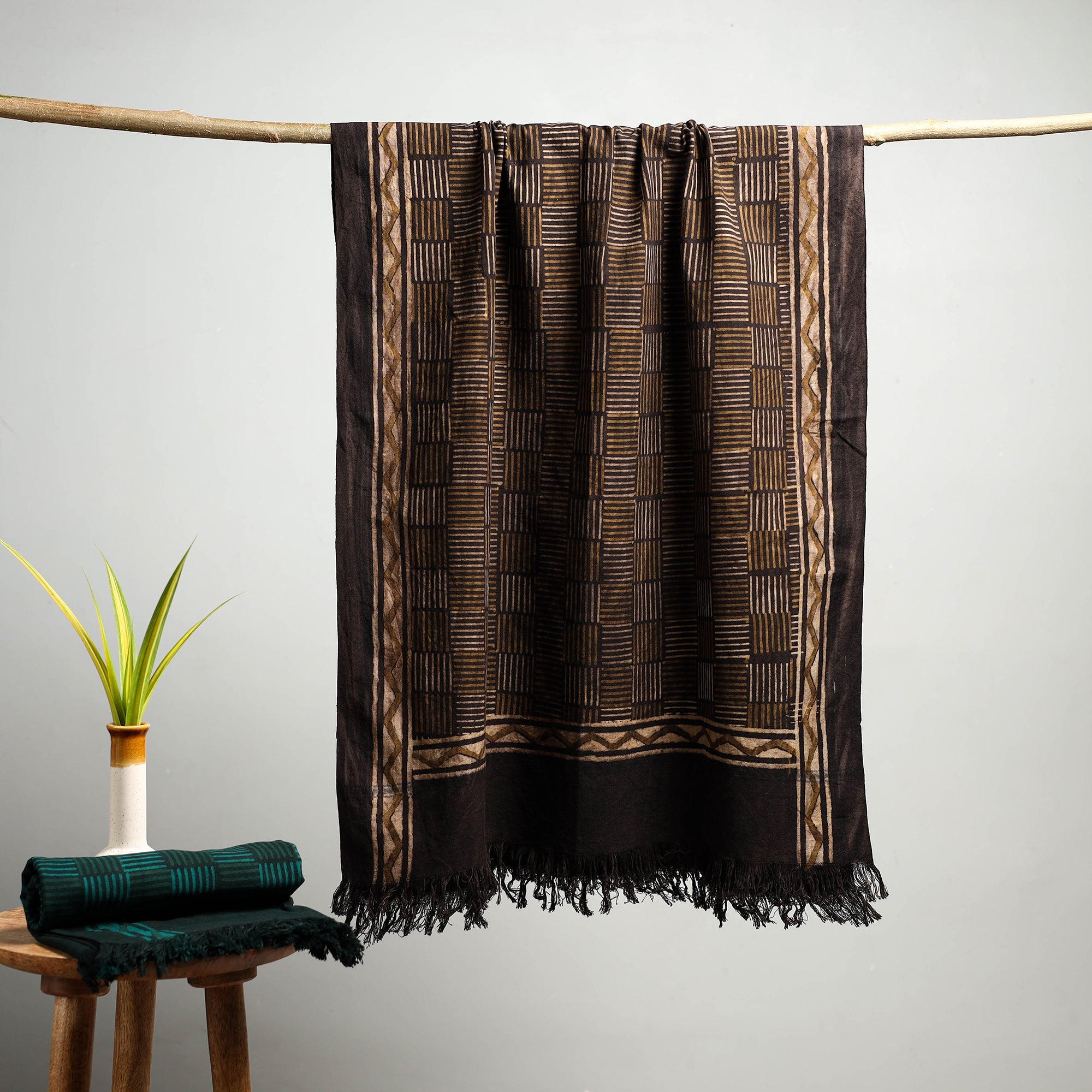 HAVELI CHRONICLES Brown - Akola Block Print Pure Handloom Cotton Towel 02