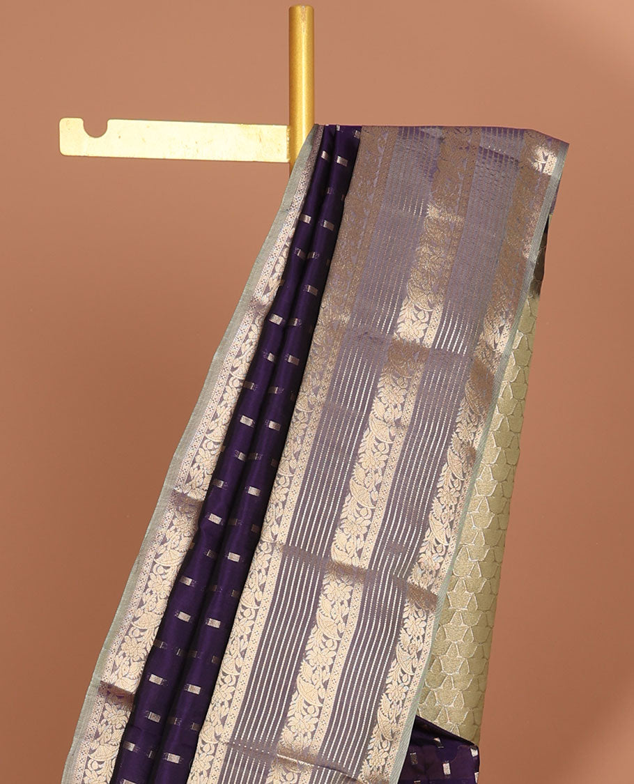 Pothys Purple buttas vasundhara elite silk saree with self intricate zari border & pallu of argyle pattern - view 4