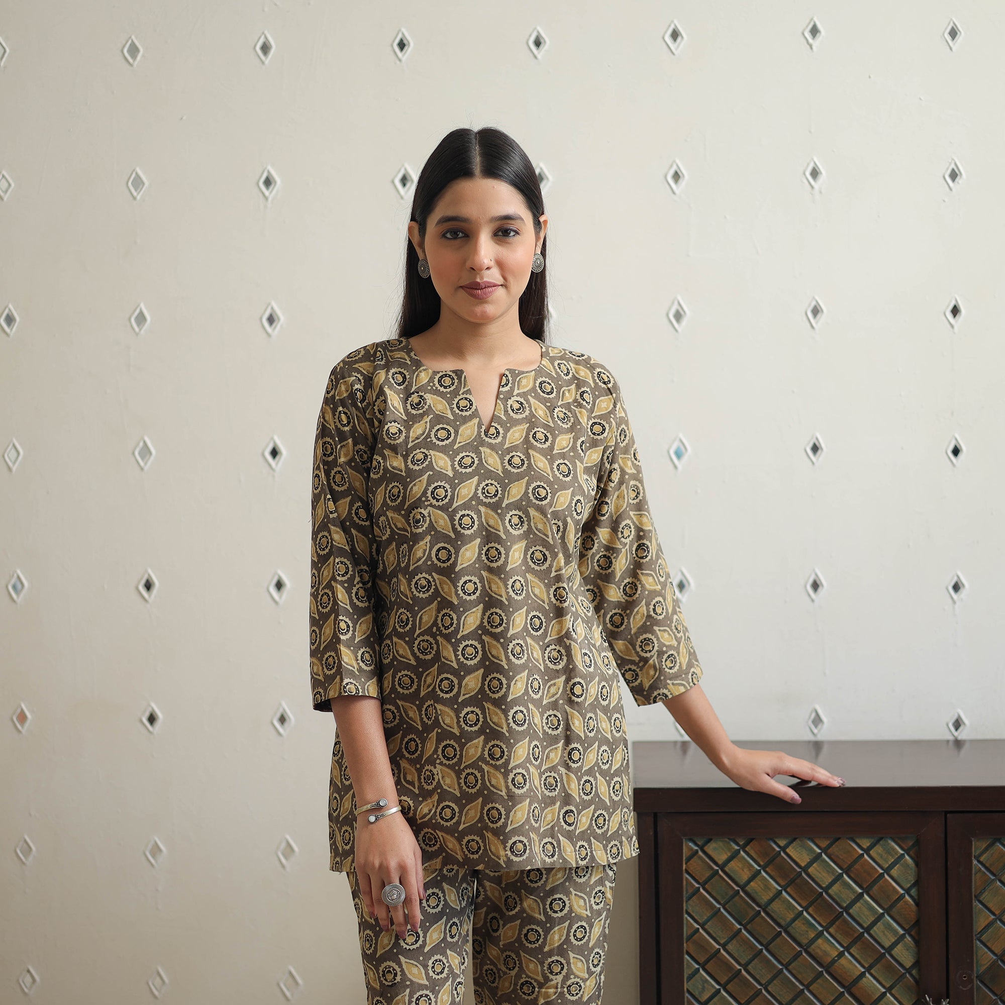 ITOKRI CASUALS Brown - Block Printed Cotton Ajrakh Co-ord Set 12