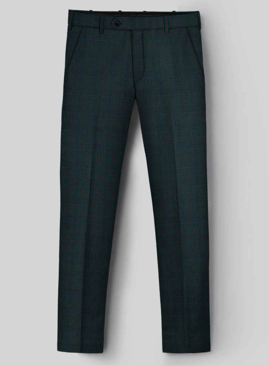 StudioSuits Napolean Esso Tartan Teal Blue Wool Pants