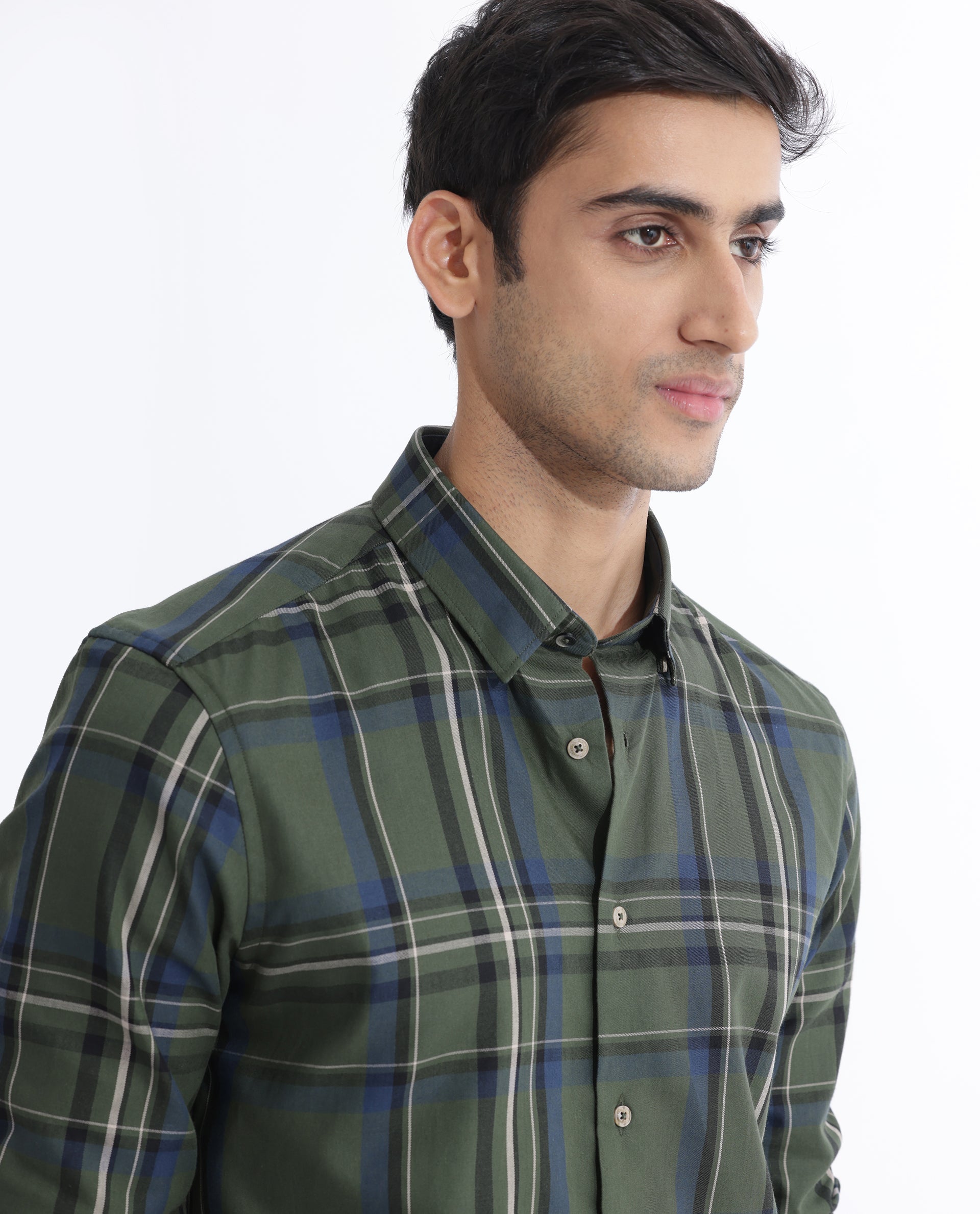 Rare Rabbit Men's Cosen Dark Green Full Sleeves Checks Shirt - view 4