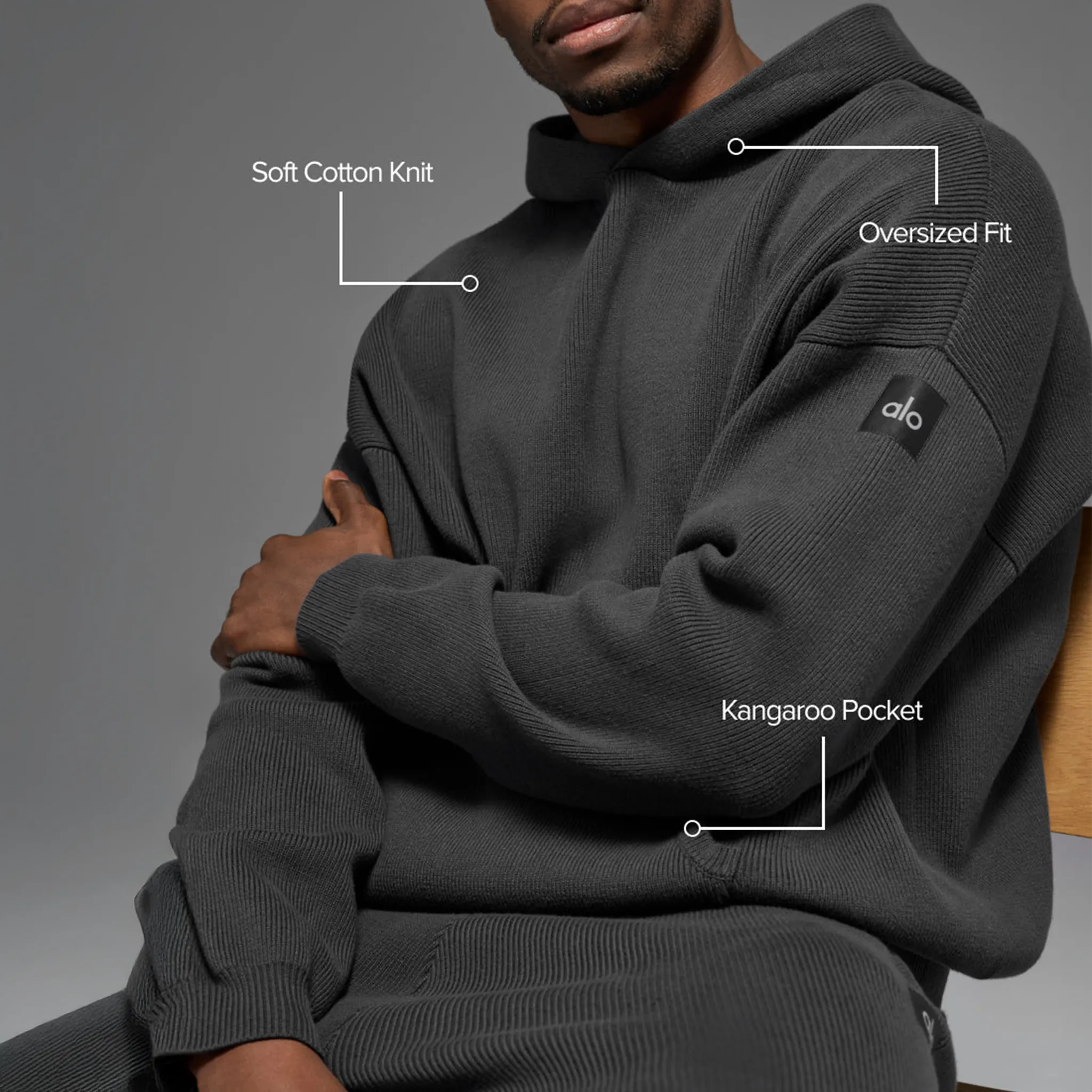 Alo Yoga Scholar Anthracite Hoodie - view 6