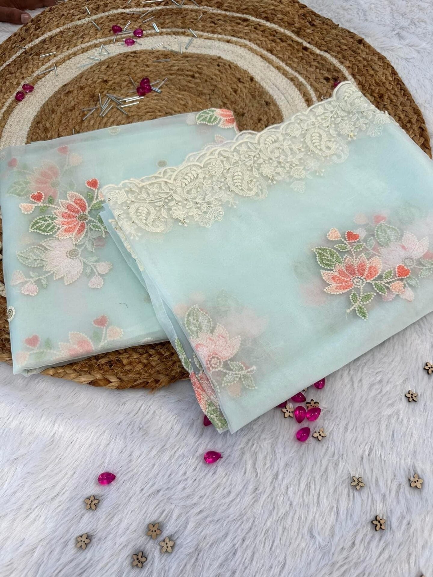Idaho-o Light blue organza suit set # 026 - view 2