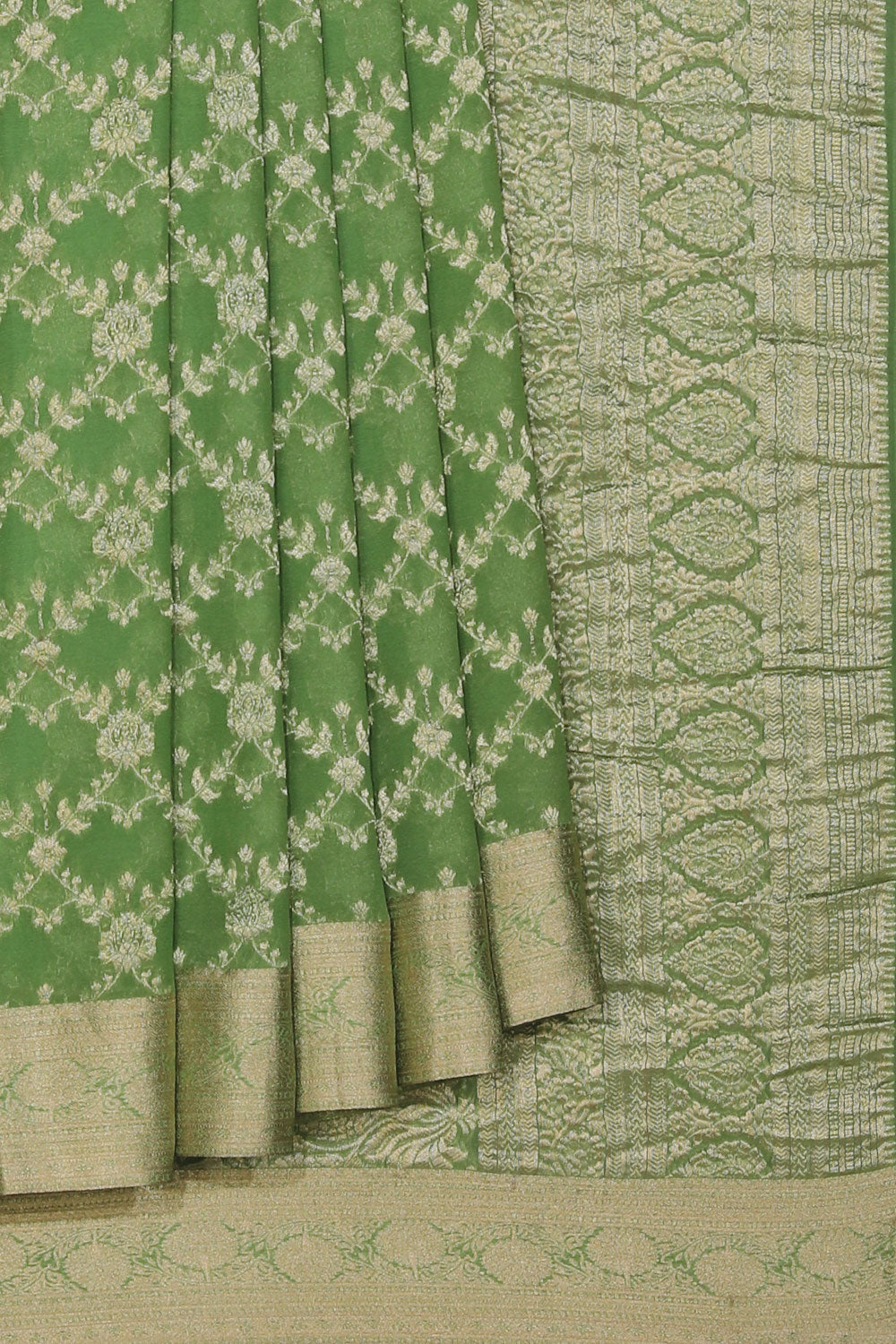 Kalanjali Georgette Sage Green Saree – Women's